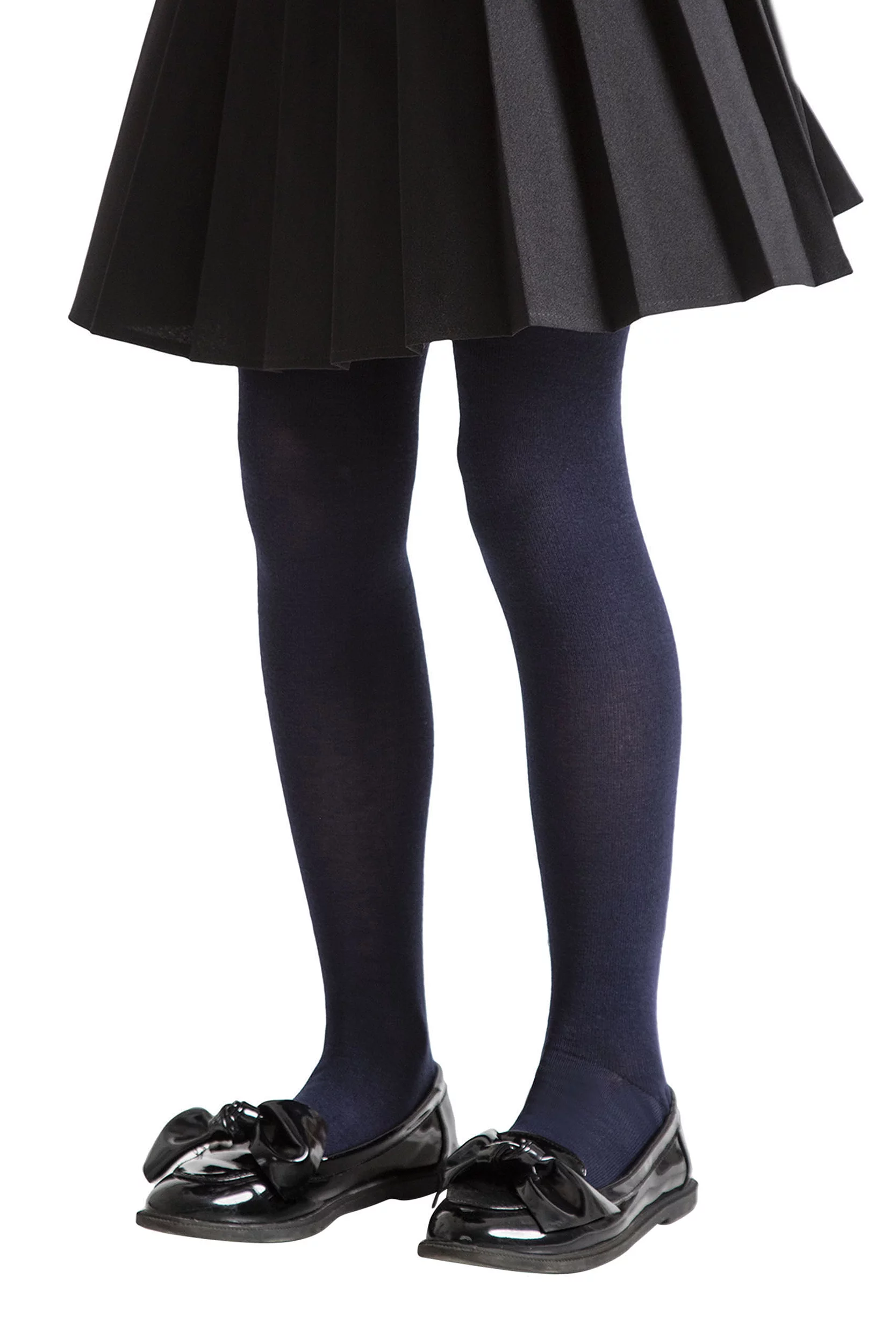 1 Pair Navy Plain Bamboo Tights with Smooth Toe Seams Girls 7-8 Years - SOCKSHOP