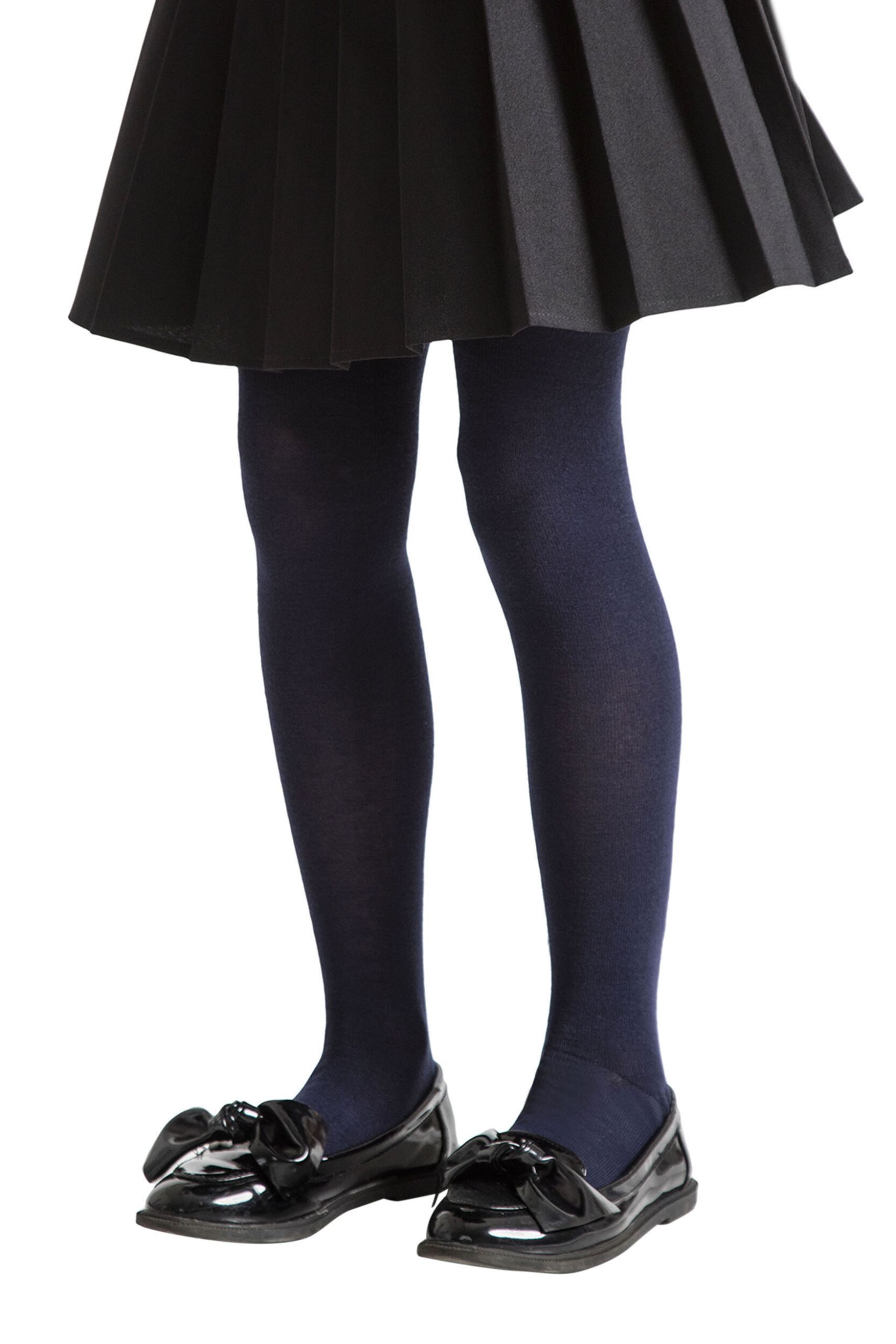 1 Pair Navy Plain Bamboo Tights with Smooth Toe Seams Girls 13-14 Years - SOCKSHOP