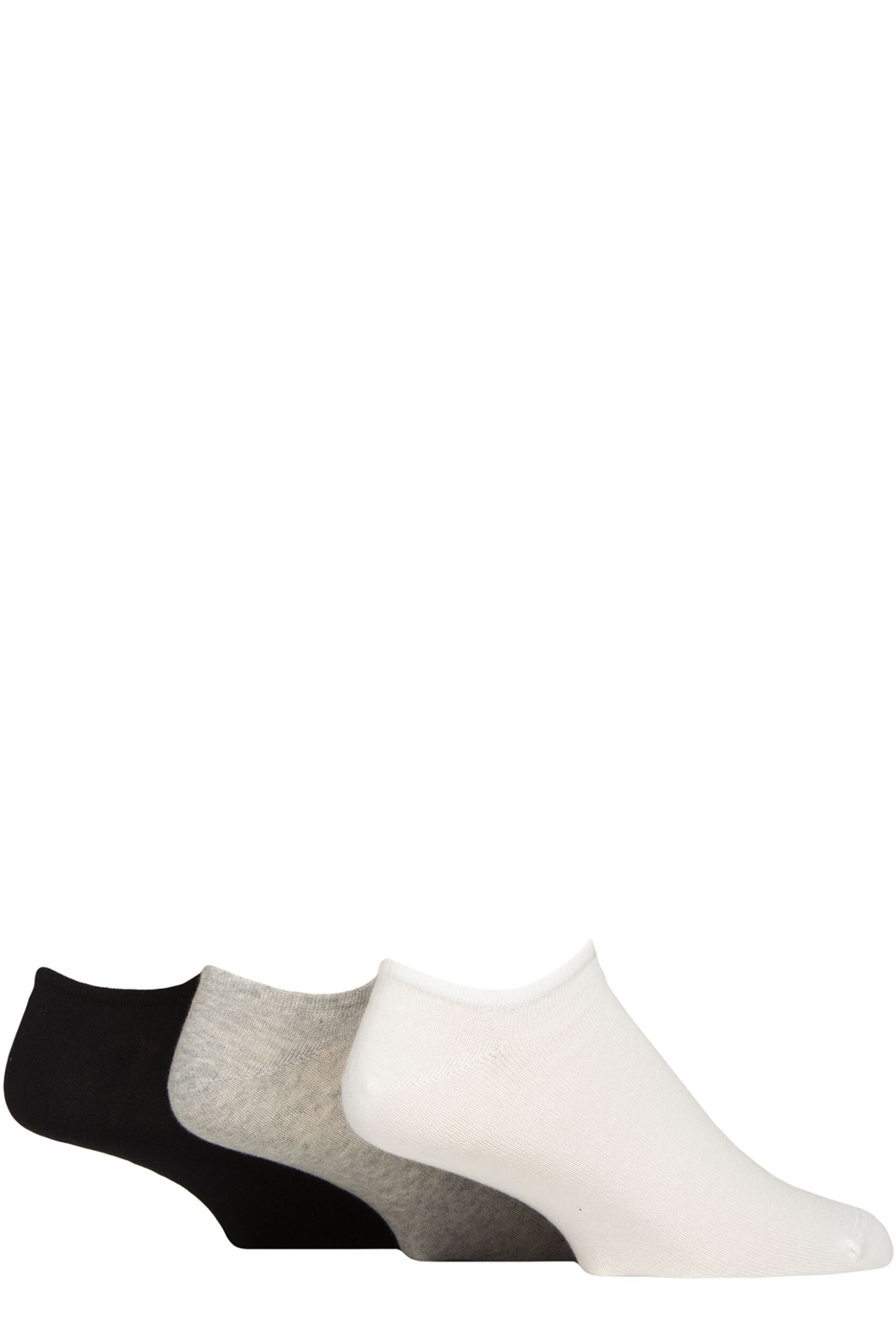 Mens and Women's 3 Pair Reebok Foundation Cotton Trainer Socks White / Grey / Black 8.5-10 UK
