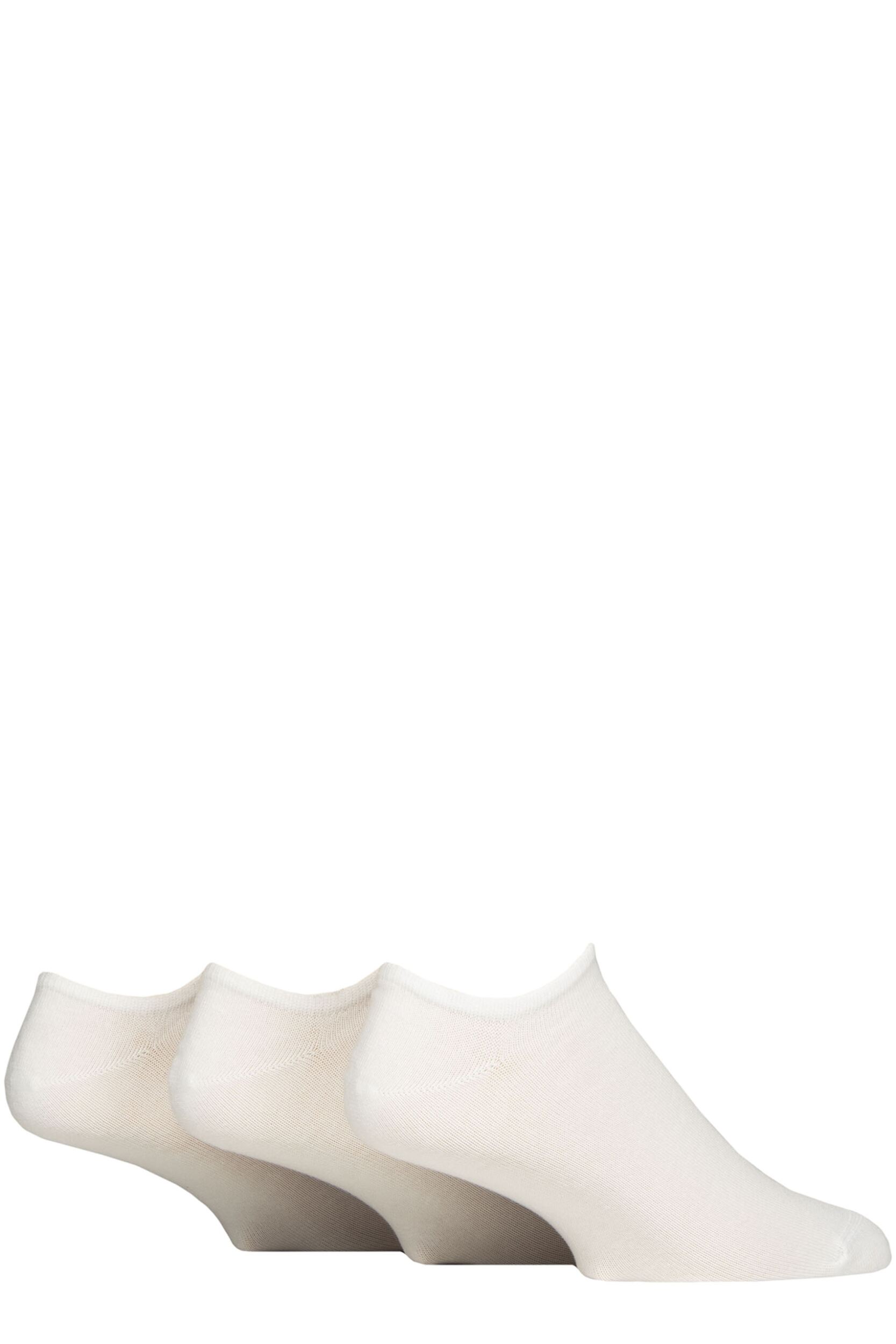 Mens and Women's 3 Pair Reebok Foundation Cotton Trainer Socks White 2.5-3.5 UK
