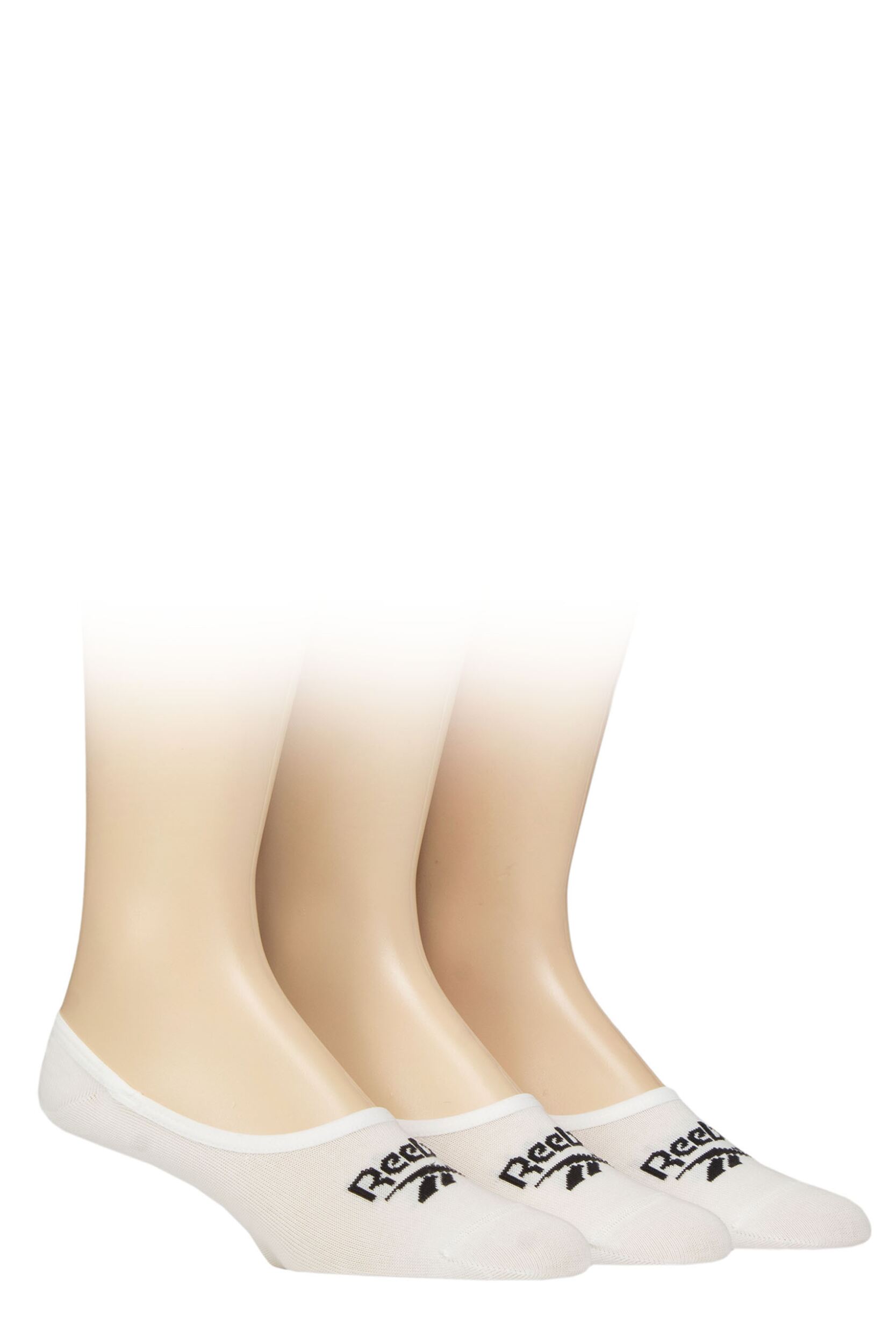 Mens and Women's 3 Pair Reebok Essentials Cotton Ped Socks White 2.5-3.5 UK