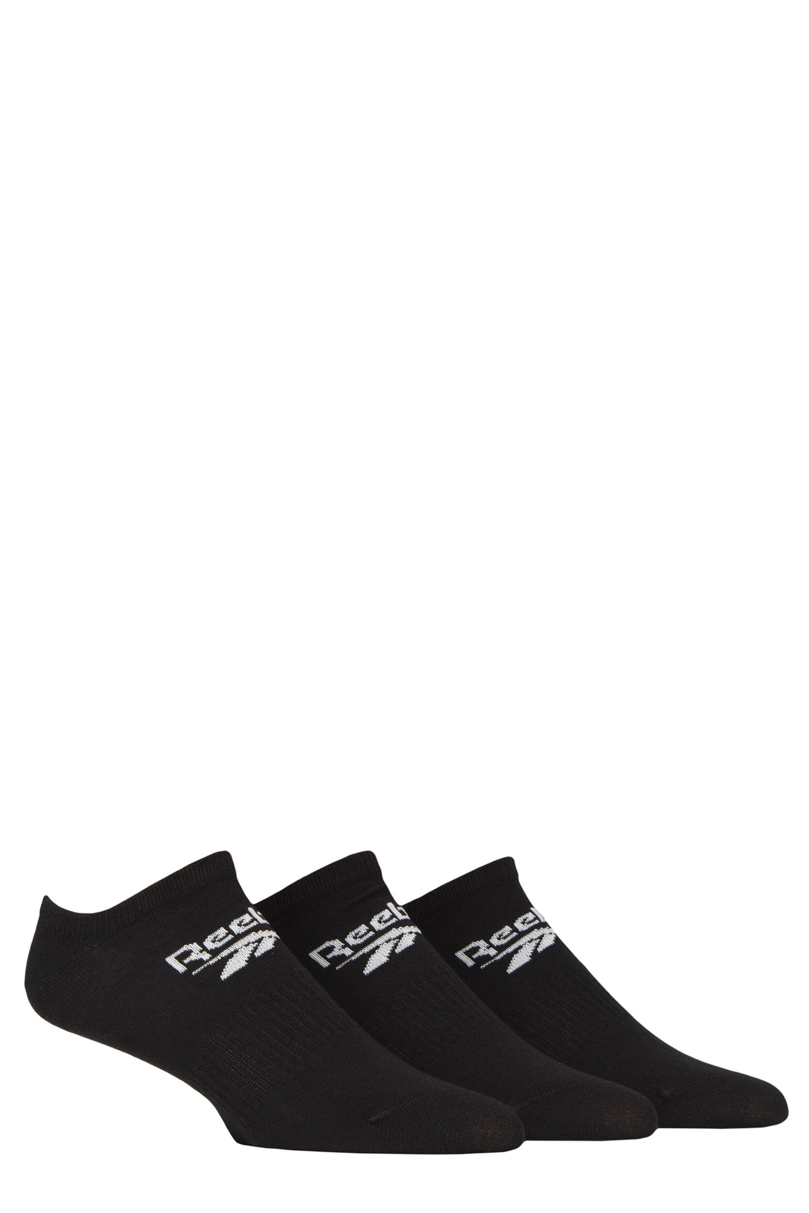 Mens and Women's 3 Pair Reebok Core Cotton Trainer Socks Black 6.5-8 UK
