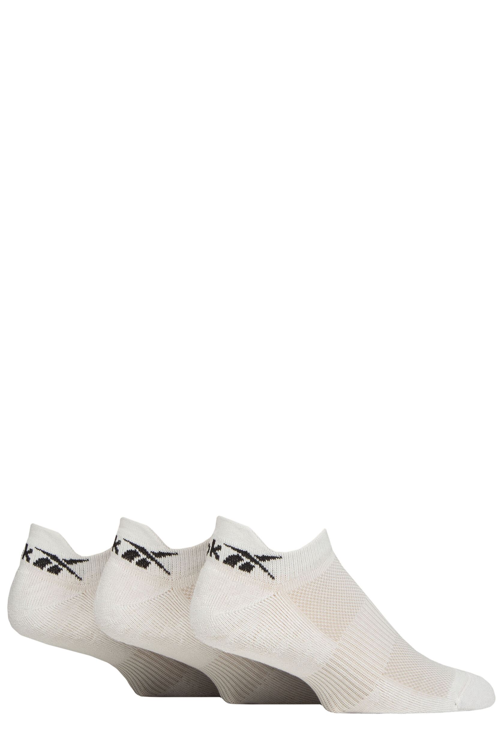 Mens and Women's 3 Pair Reebok Essentials Cotton Trainer Socks White 2.5-3.5 UK