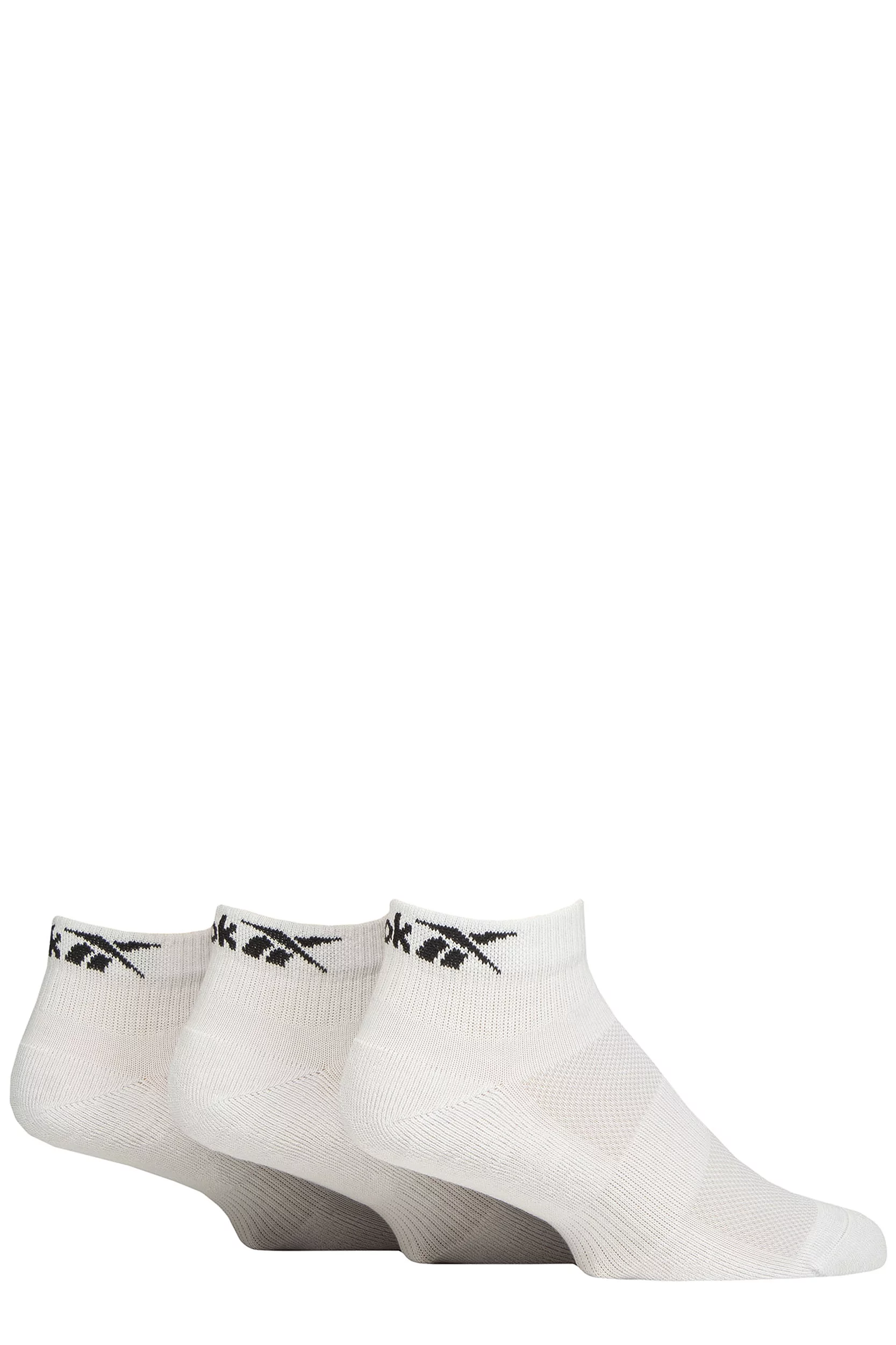 Mens and Women's 3 Pair Reebok Essentials Cotton Ankle Socks with Arch Support and Mesh Top White 8.5-10 UK