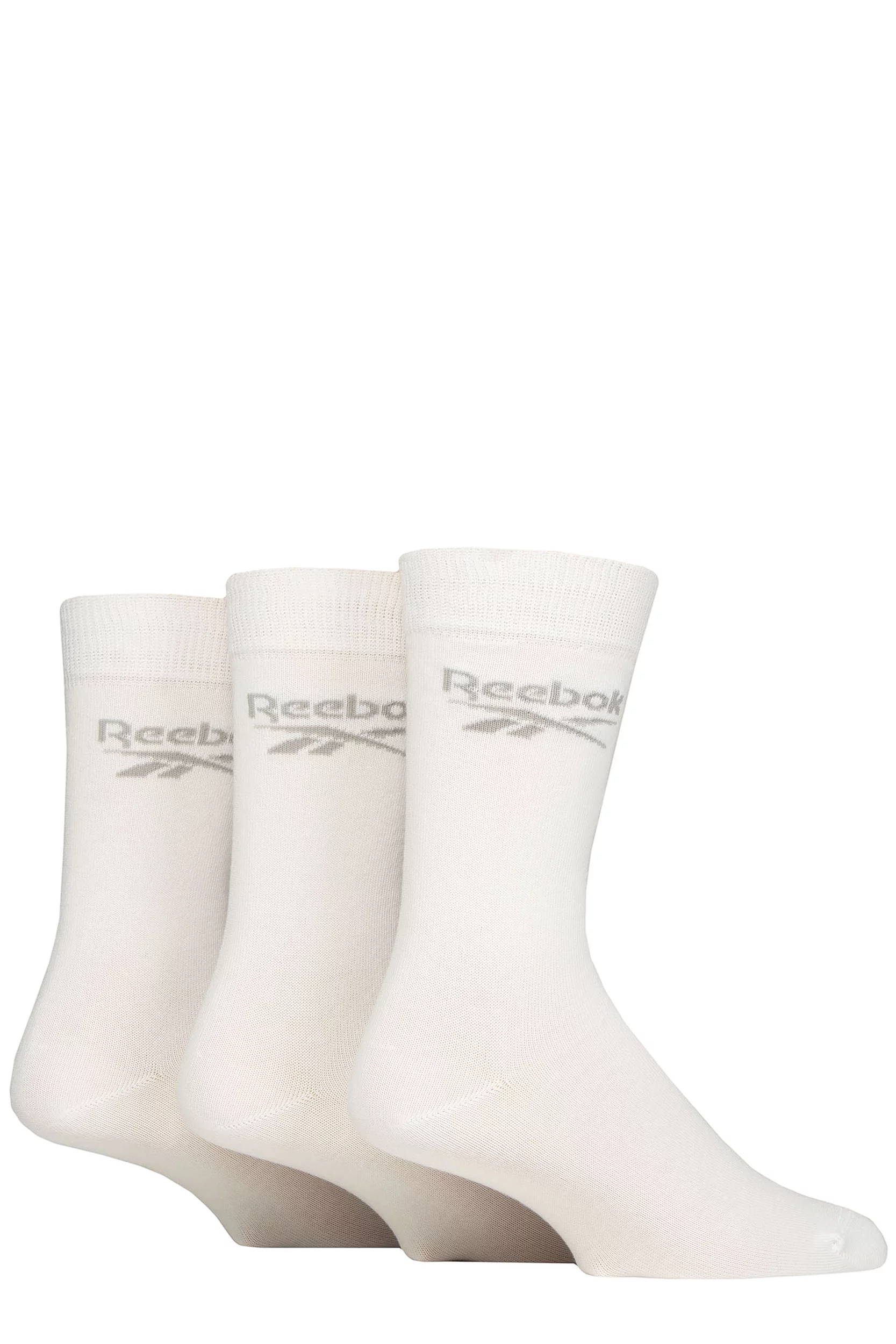 Mens and Women's 3 Pair Reebok Core Cotton Crew Socks White 8.5-10 UK