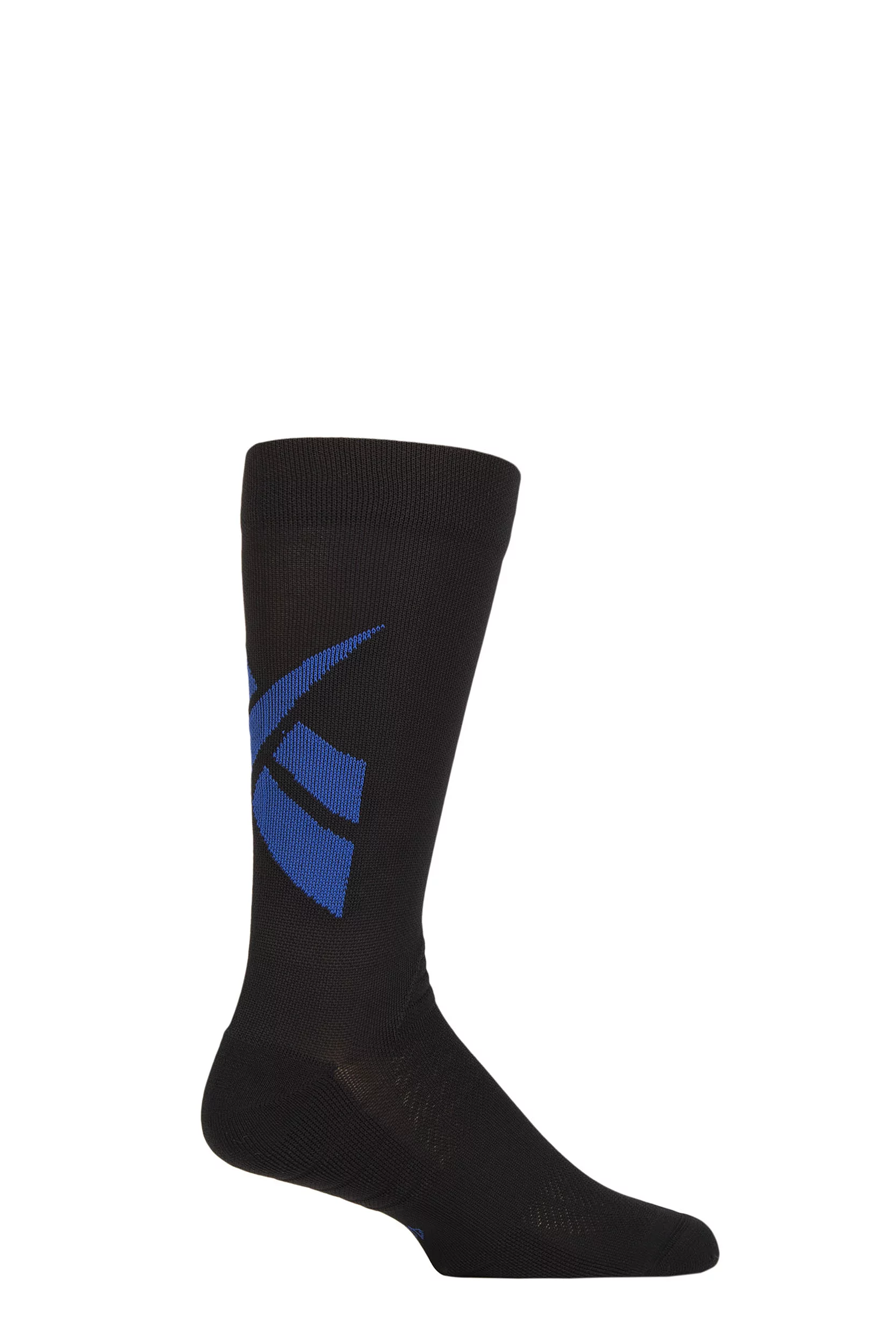 Mens and Women's 1 Pair Reebok Technical Recycled Crew Technical Fitness Socks with Arch Support Black / Blue 4.5-6 UK