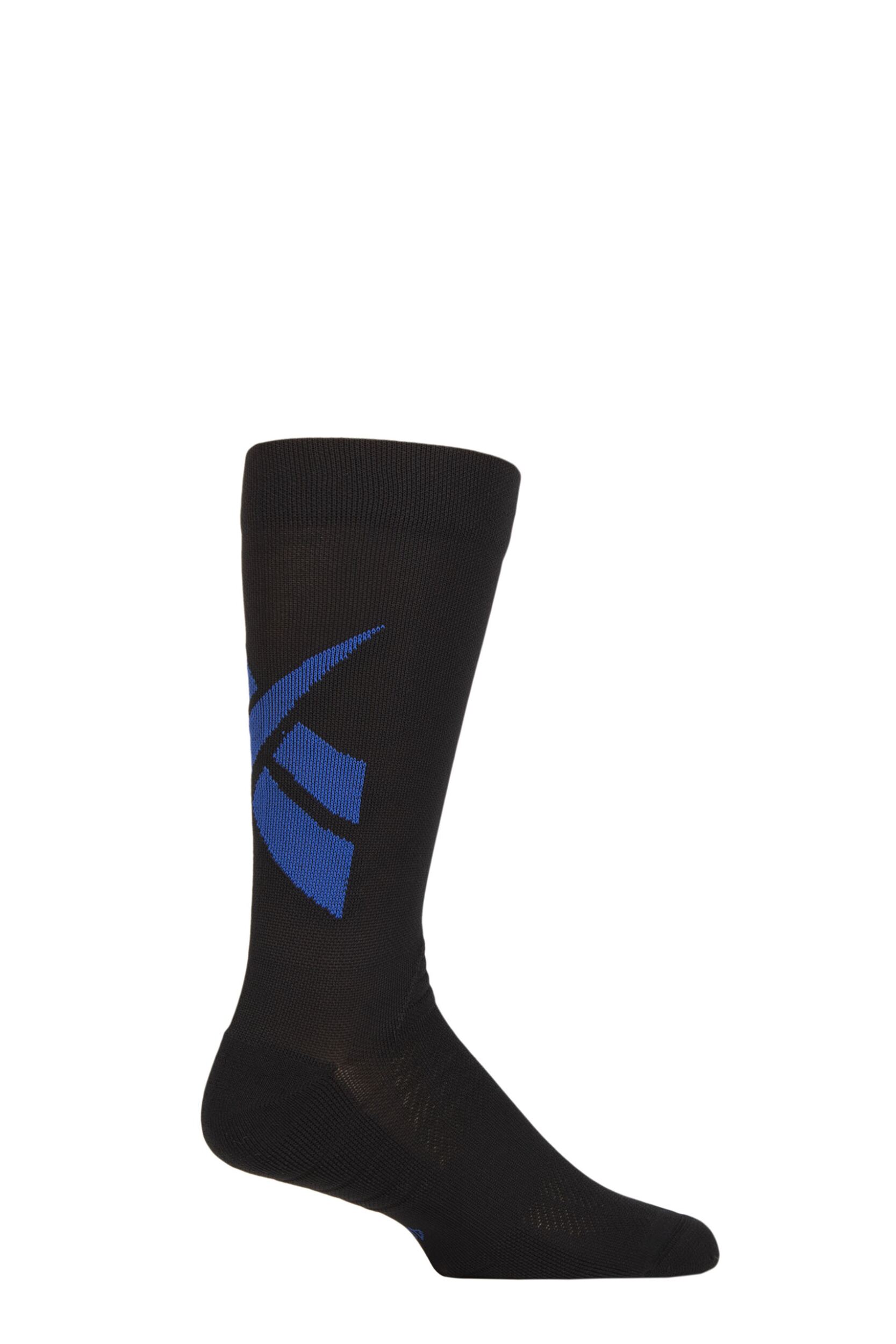 Mens and Women's 1 Pair Reebok Technical Recycled Crew Technical Fitness Socks with Arch Support Black / Blue 8.5-10 UK