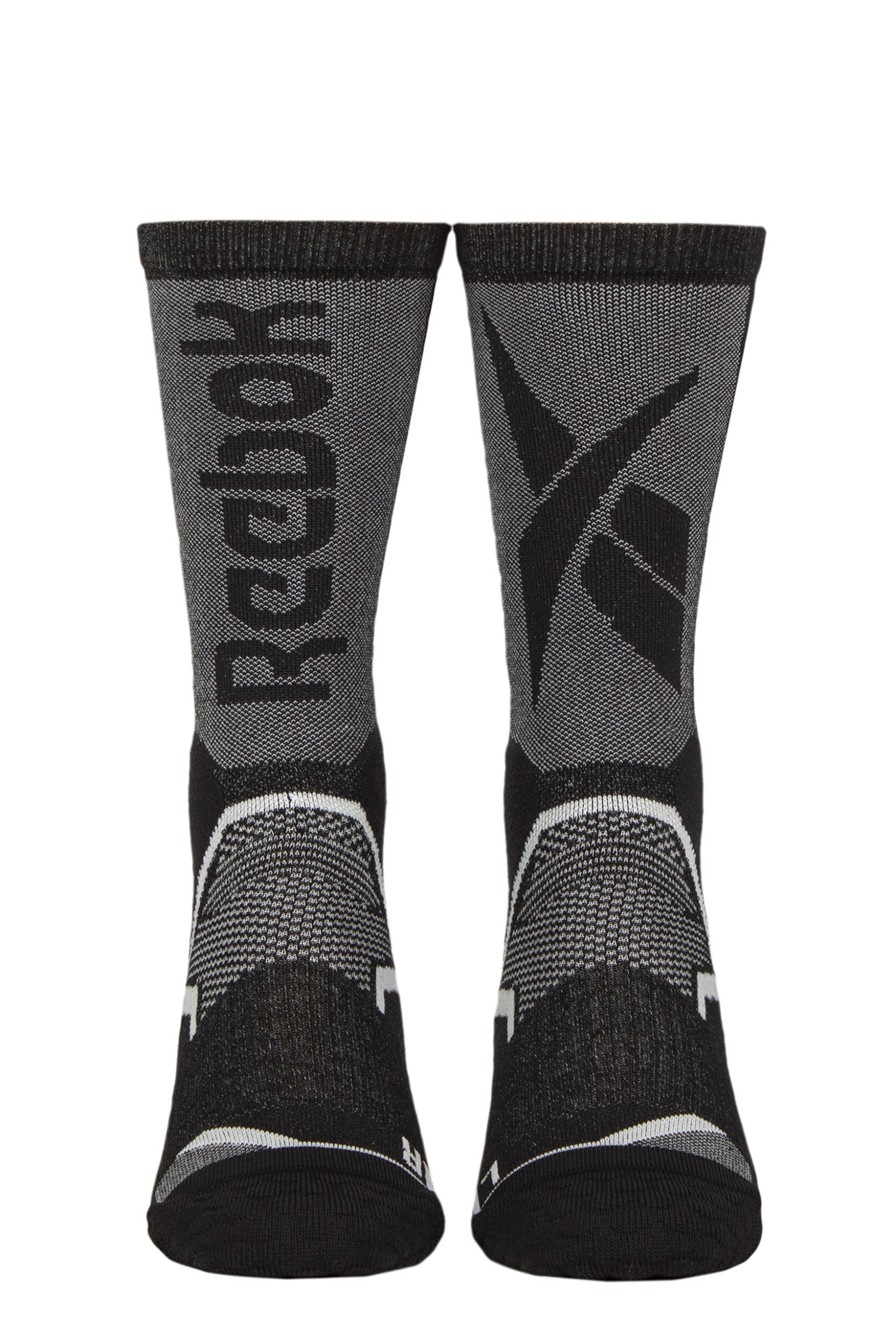 Mens and Women's 1 Pair Reebok Technical Recycled Crew Technical Fitness Socks Black 4.5-6 UK