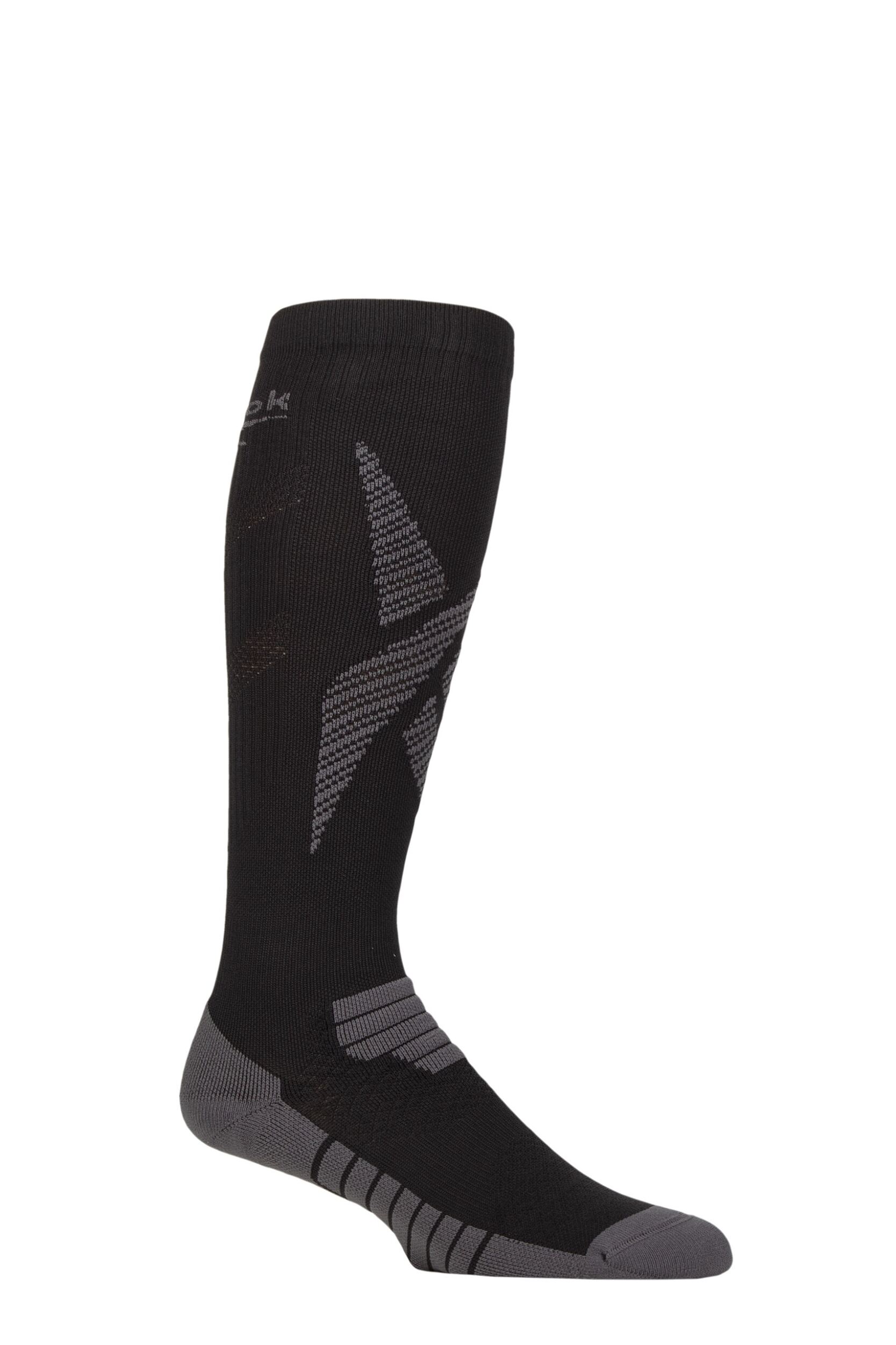 Mens and Women's 1 Pair Reebok Technical Recycled Long Compression Running Socks Black 8.5-10 UK