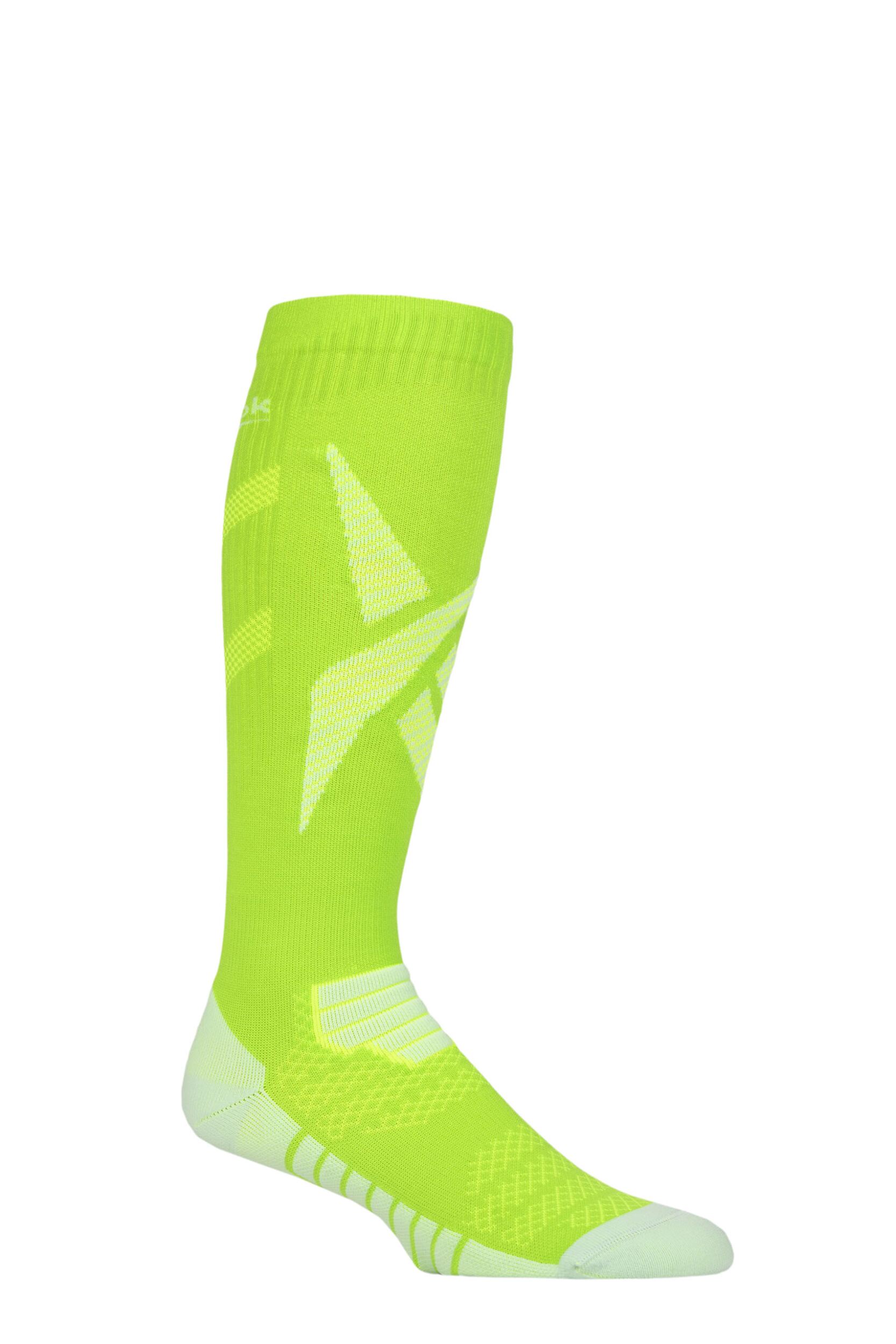 Mens and Women's 1 Pair Reebok Technical Recycled Long Compression Running Socks Green 8.5-10 UK