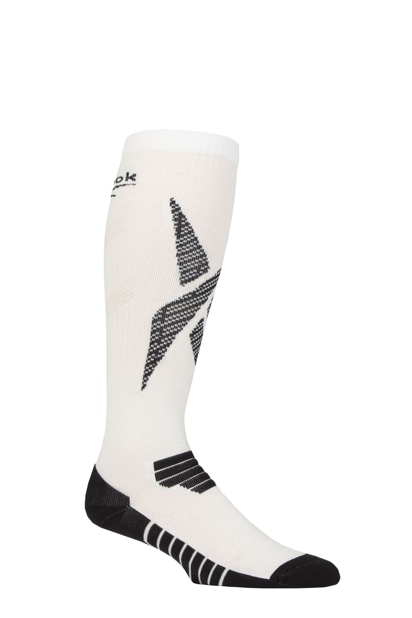 Mens and Women's 1 Pair Reebok Technical Recycled Long Compression Running Socks White 2.5-3.5 UK