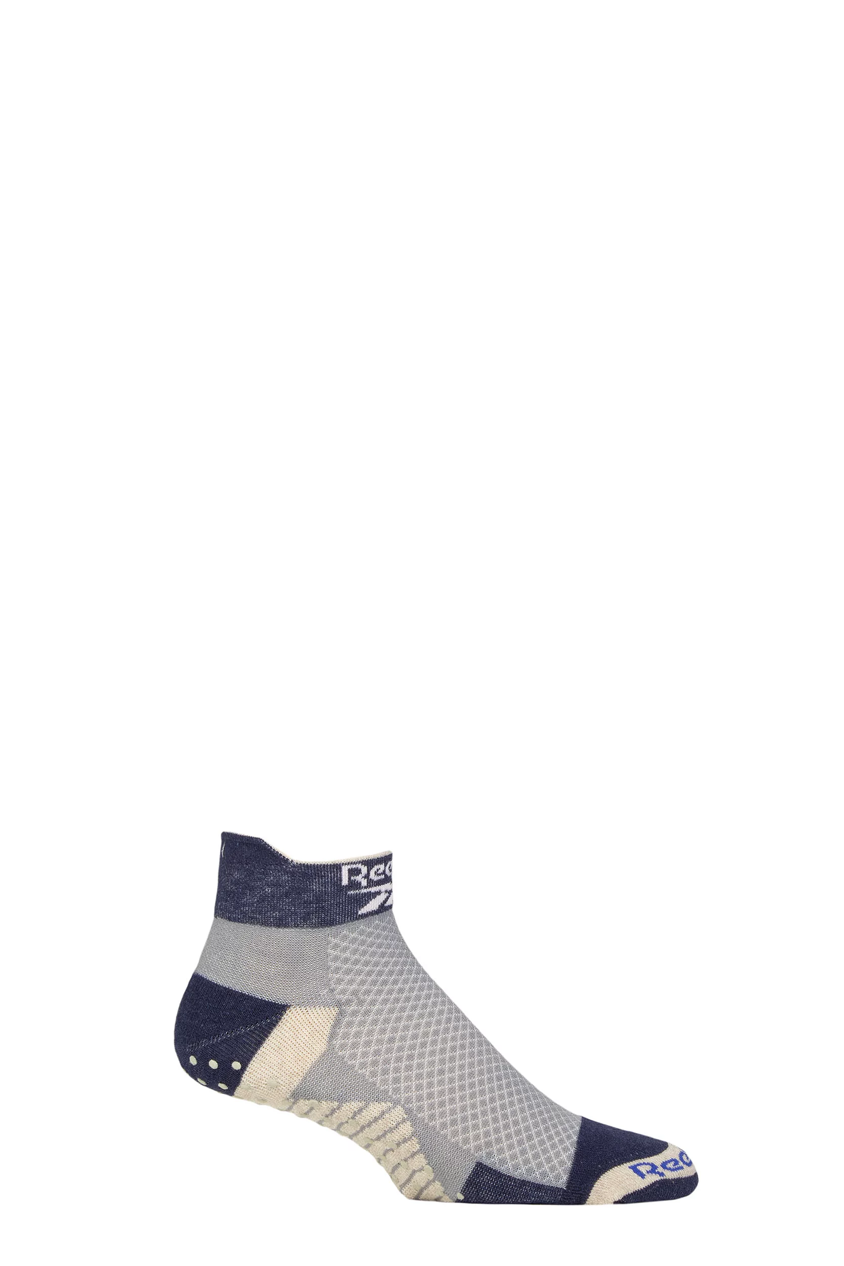 Mens and Women's 1 Pair Reebok Technical Cotton Ankle Technical Yoga Socks Navy / Grey 2.5-3.5 UK
