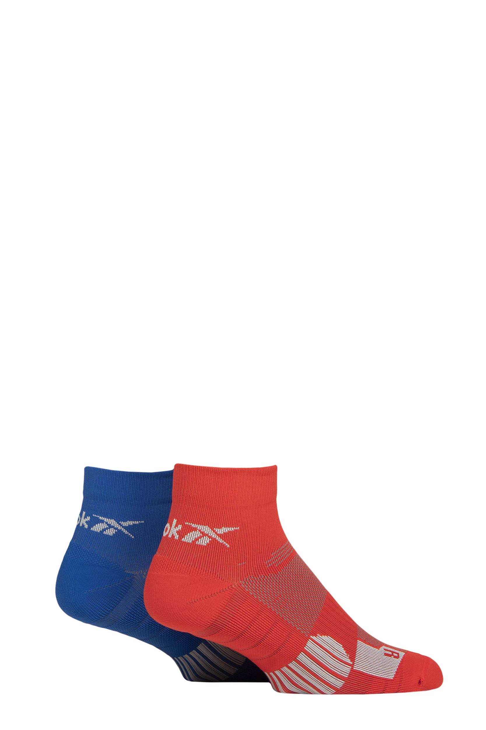 Mens and Women's 2 Pair Reebok Technical Recycled Ankle Technical Cycling Socks Red / Blue 6.5-8 UK