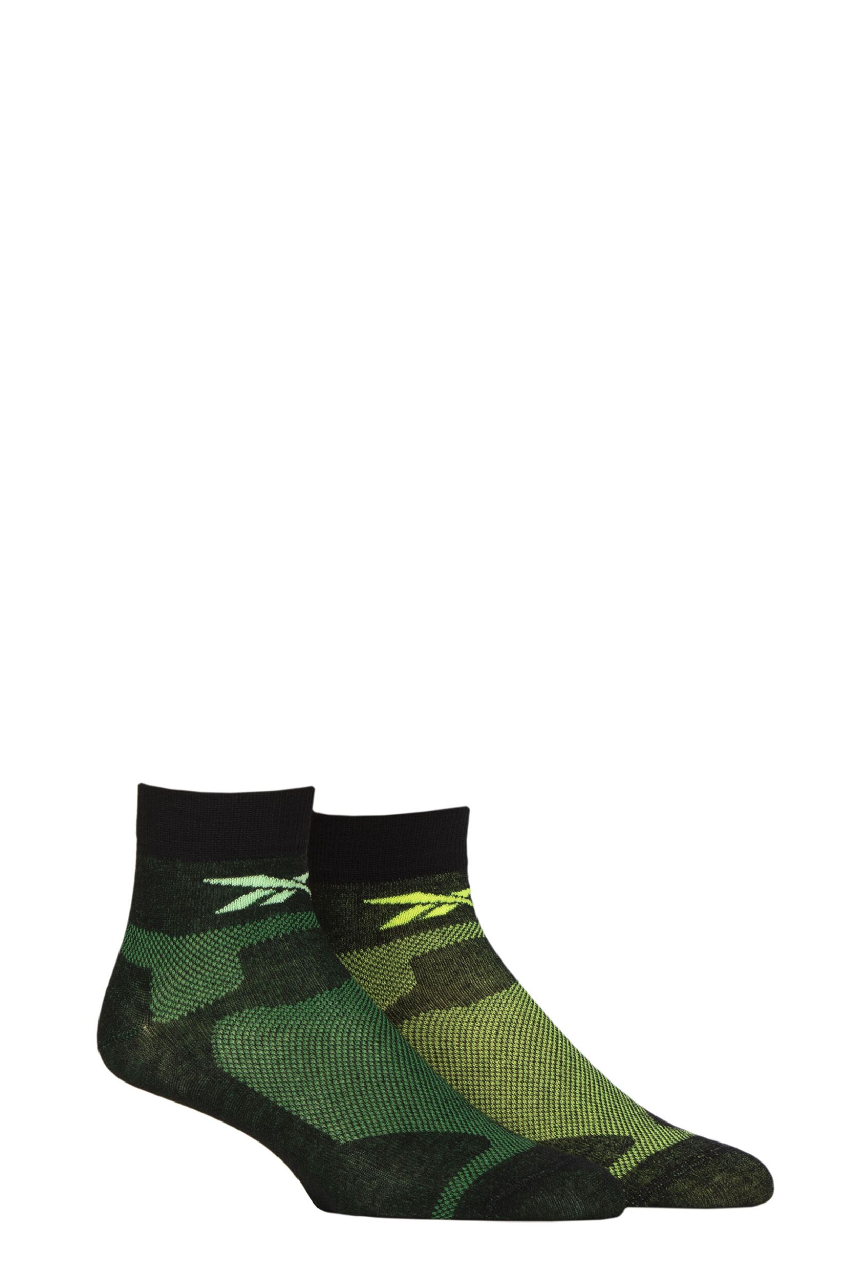 Mens and Women's 2 Pair Reebok Technical Recycled Ankle Technical Light Running Socks Black 4.5-6 UK