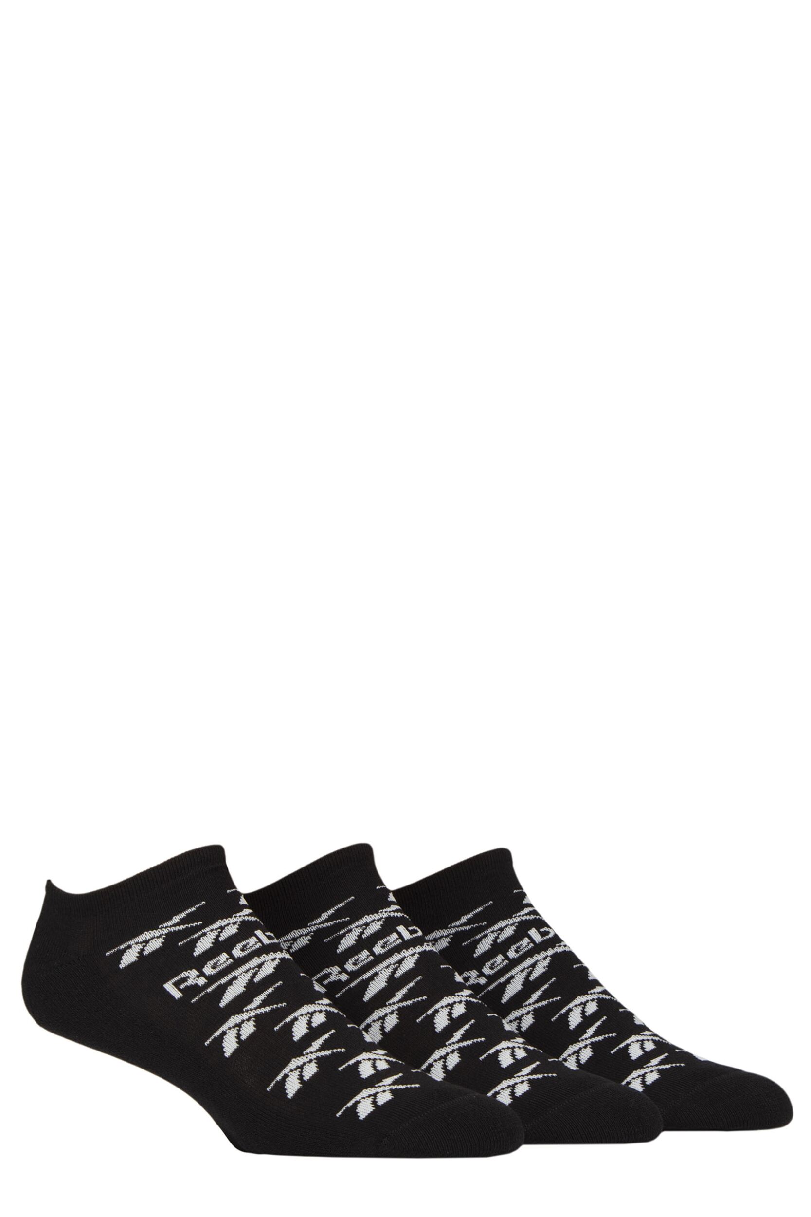 Mens and Women's 3 Pair Reebok Essentials Cotton Trainer Socks Black 4.5-6 UK