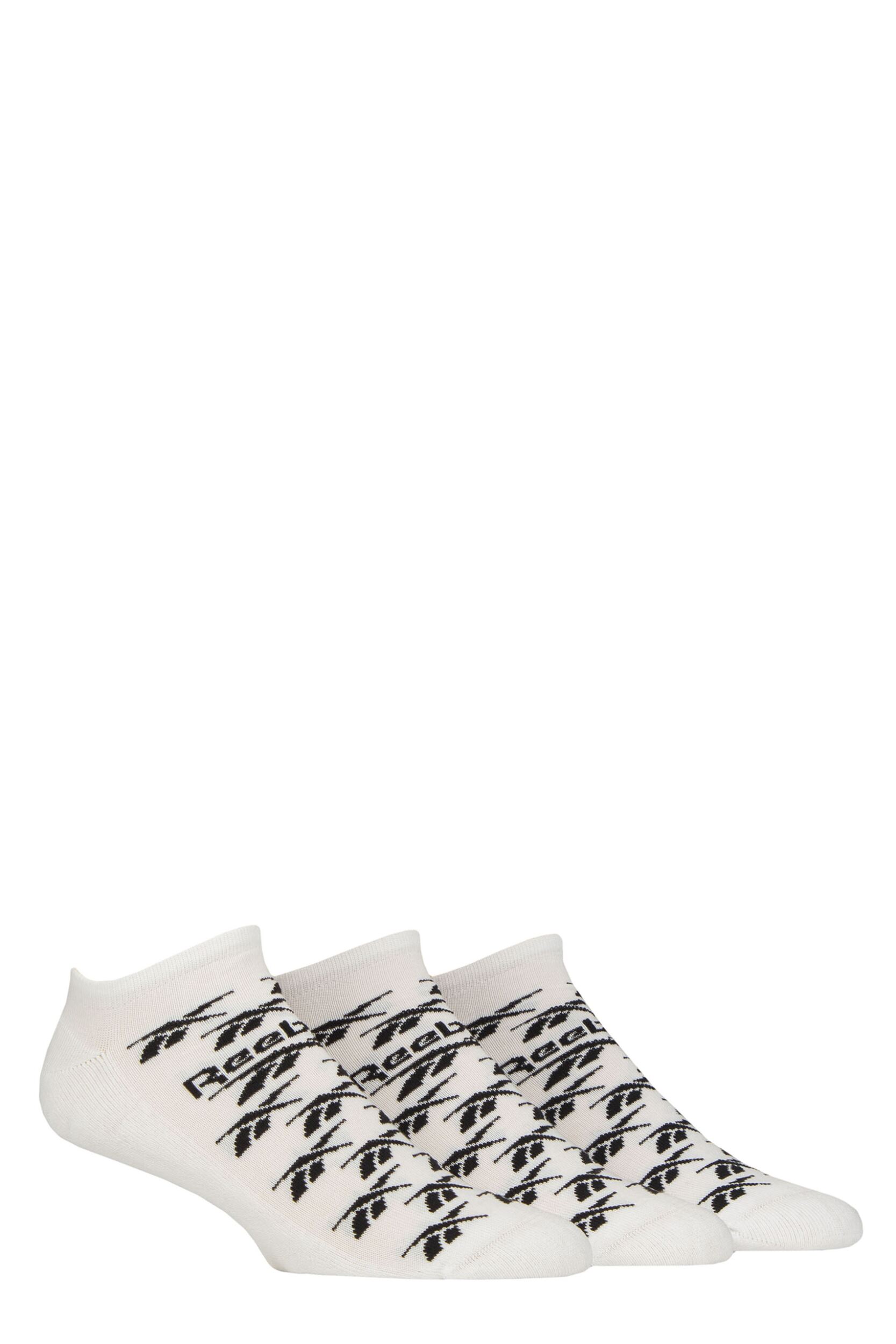 Mens and Women's 3 Pair Reebok Essentials Cotton Trainer Socks White 8.5-10 UK
