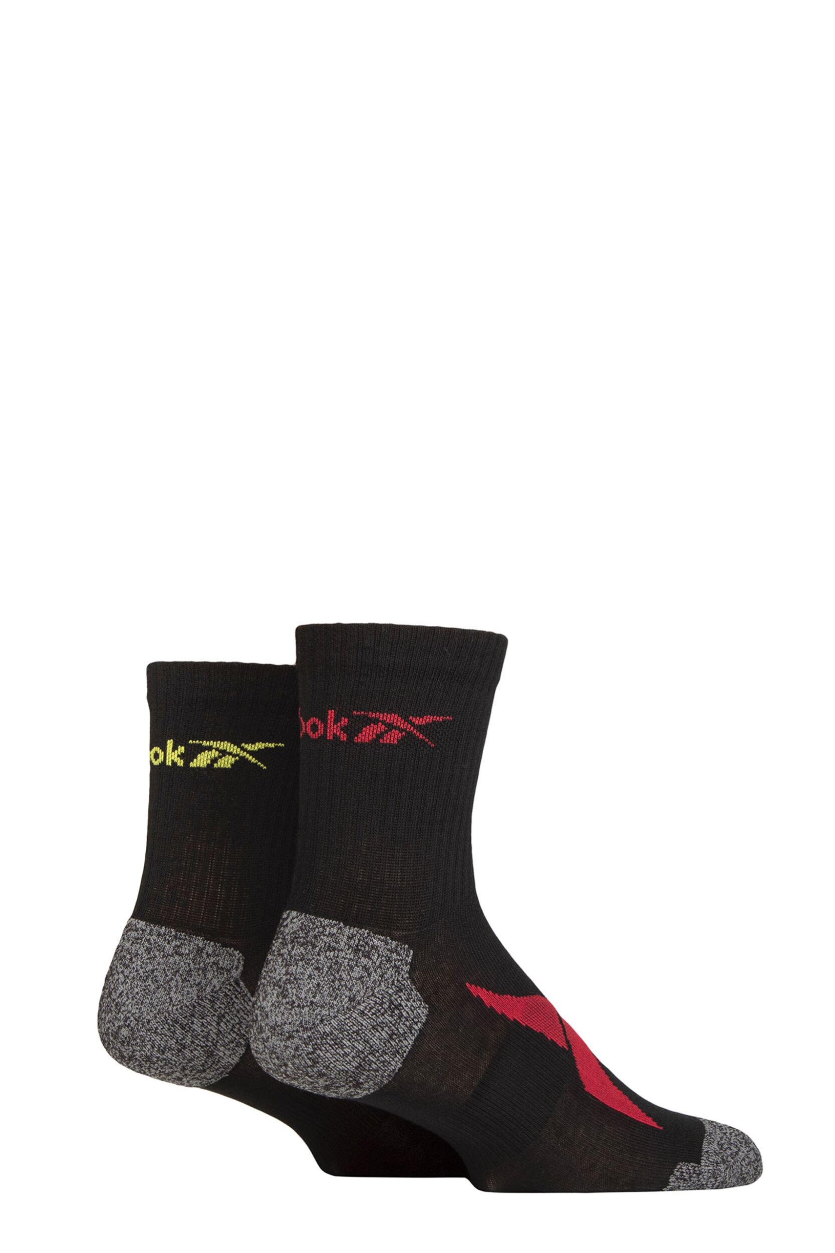 Mens and Women's 2 Pair Reebok Technical Recycled Ankle Technical Running Socks Black 2.5-3.5 UK