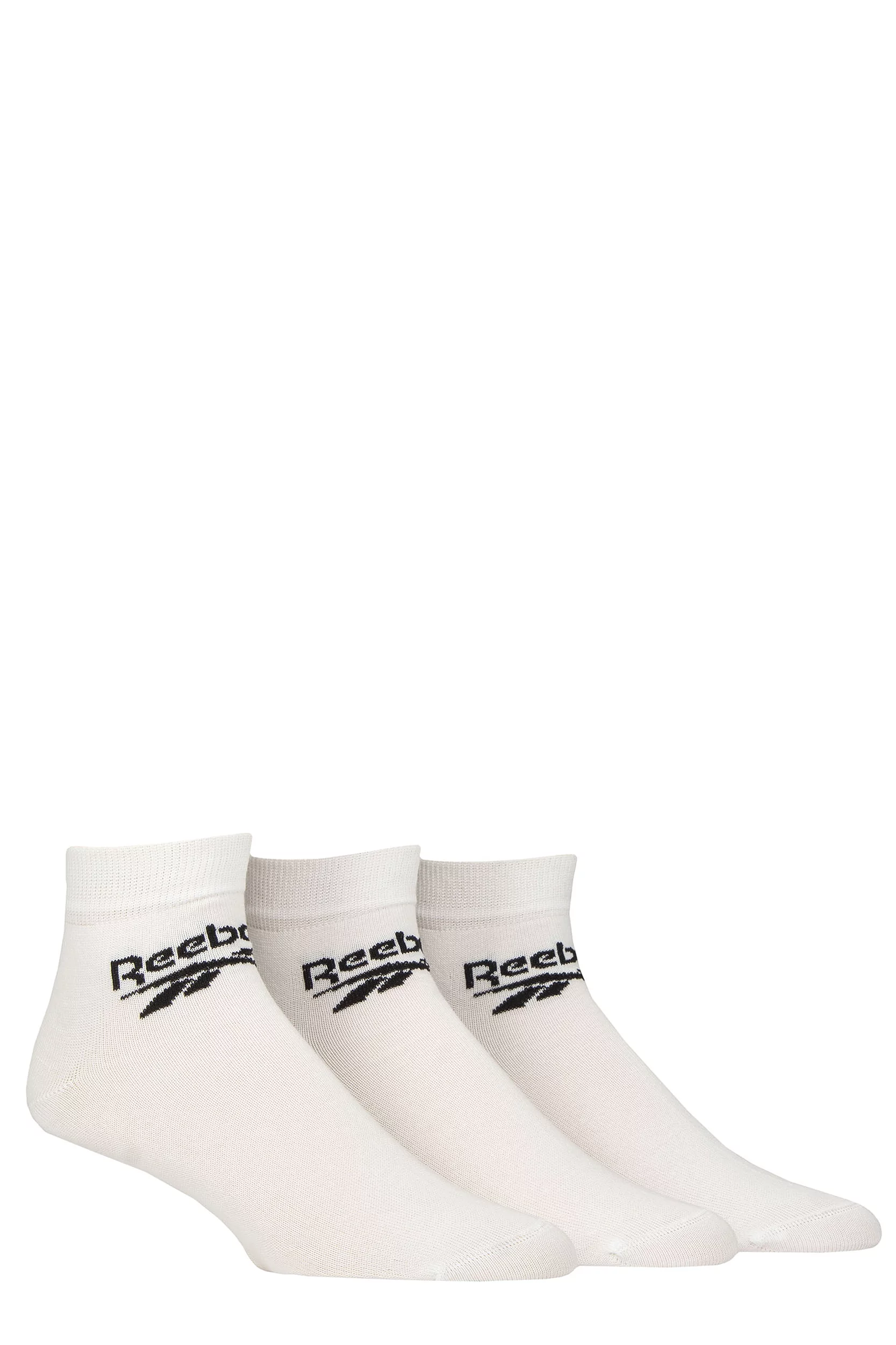Mens and Women's 3 Pair Reebok Core Cotton Ankle Socks White 4.5-6 UK