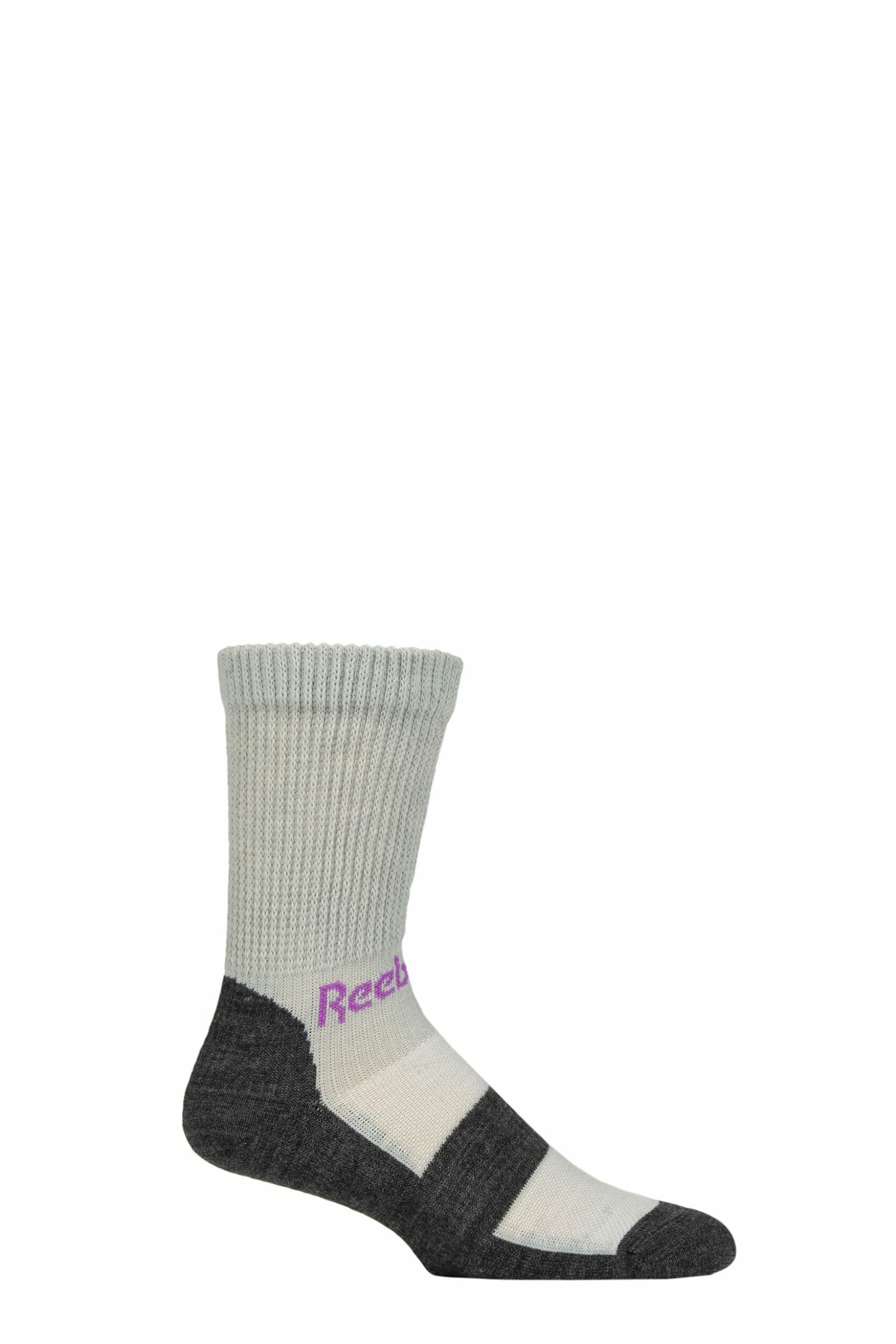 Mens and Women's 1 Pair Reebok Technical Wool Rich Crew Technical Trekking Socks Grey / Black 4.5-6 UK