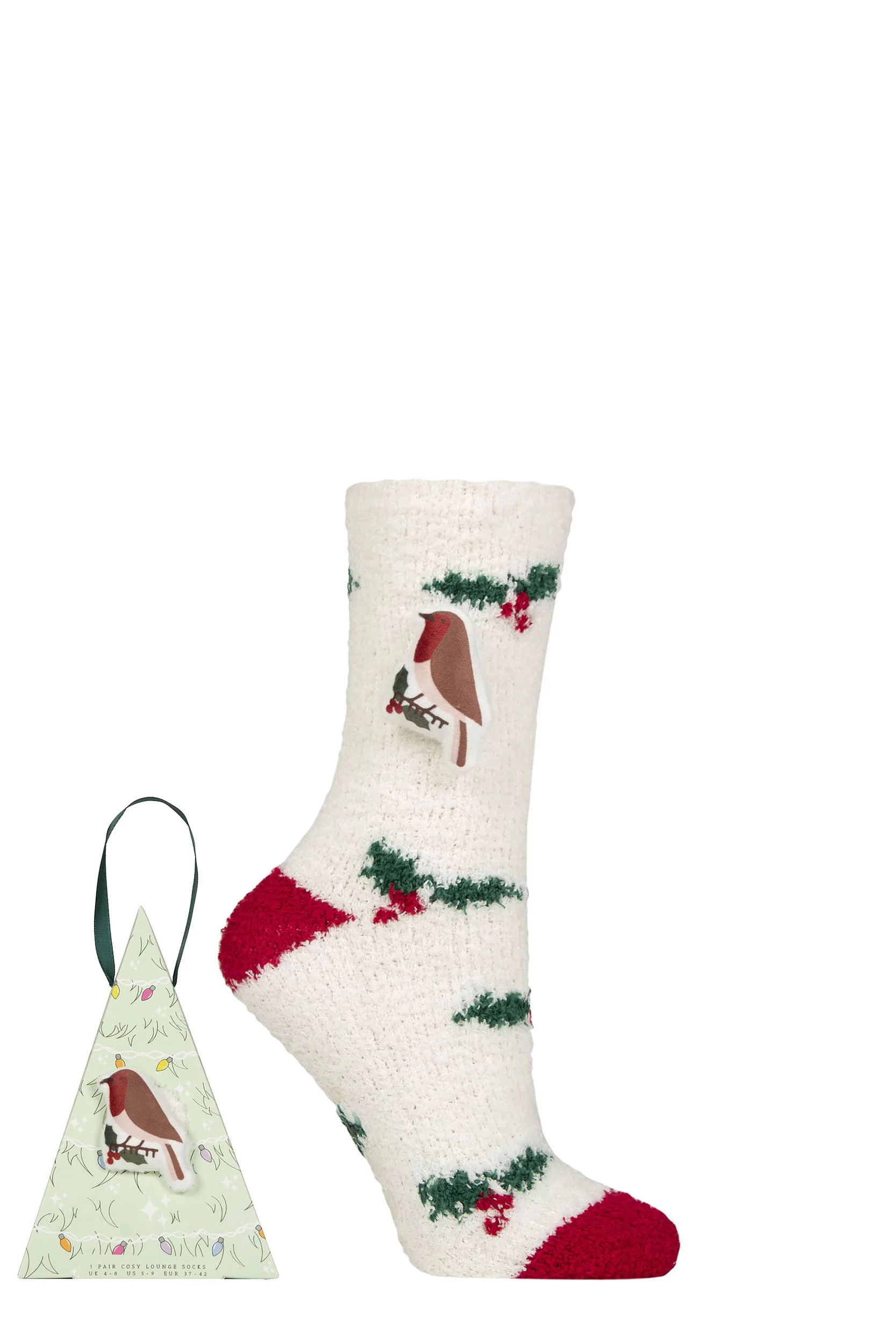 Women's 1 Pair SOCKSHOP Wildfeet Gift Boxed Novelty Fluffy Lounge Socks Robin 4