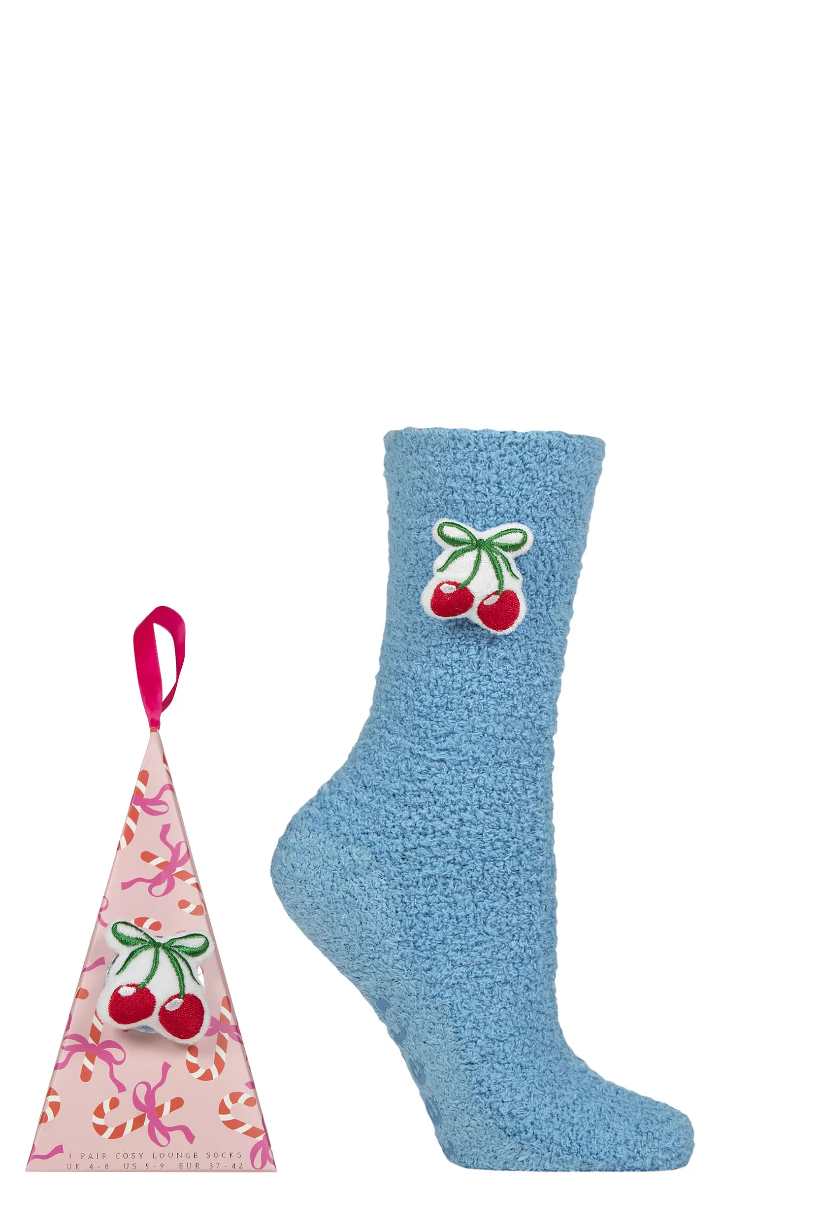 Women's 1 Pair SOCKSHOP Wildfeet Gift Boxed Novelty Fluffy Lounge Socks Cherry 4
