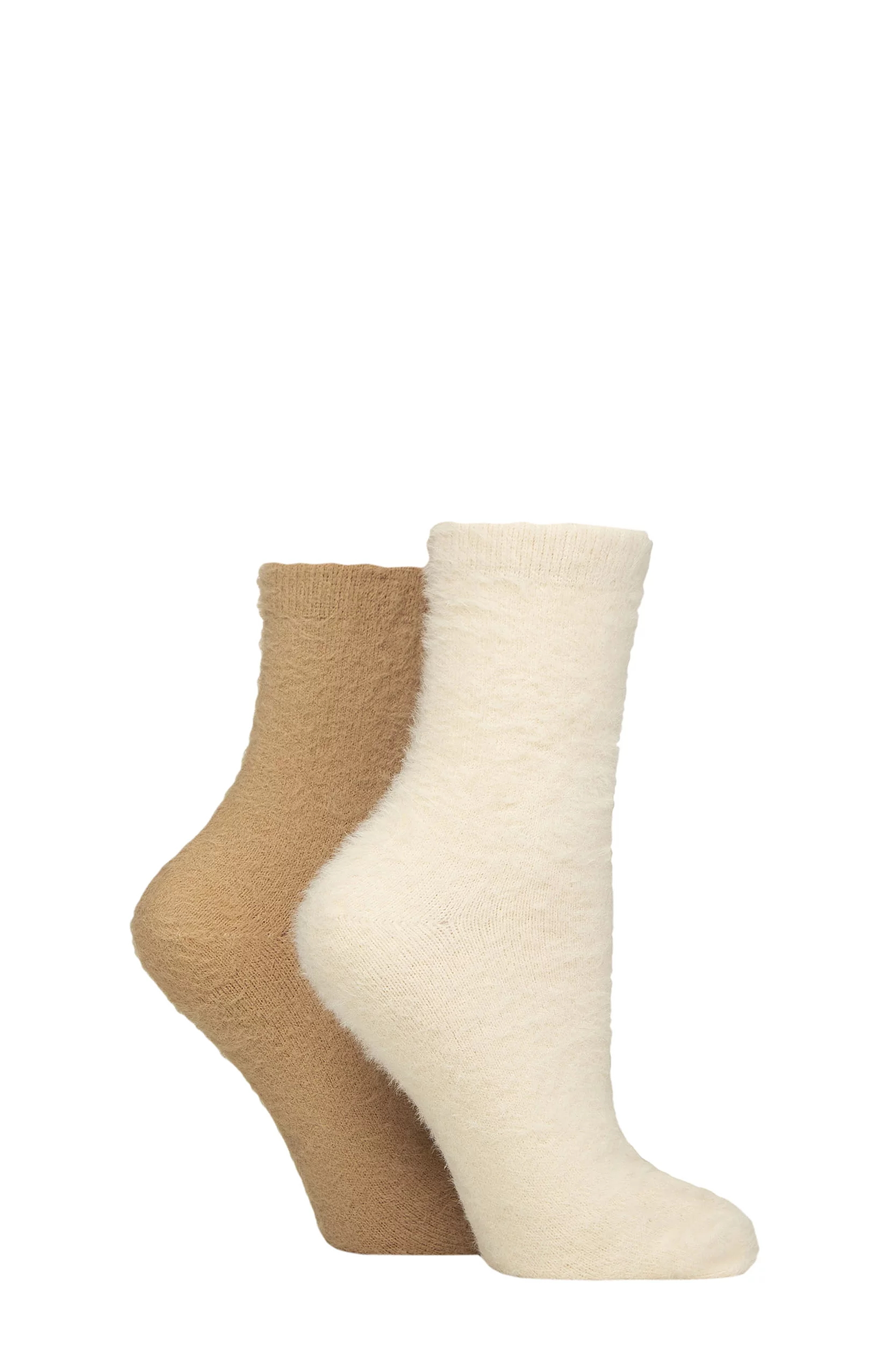 Women's 2 Pair SOCKSHOP Wildfeet Fluffy Feather Socks Snow / Brown 4