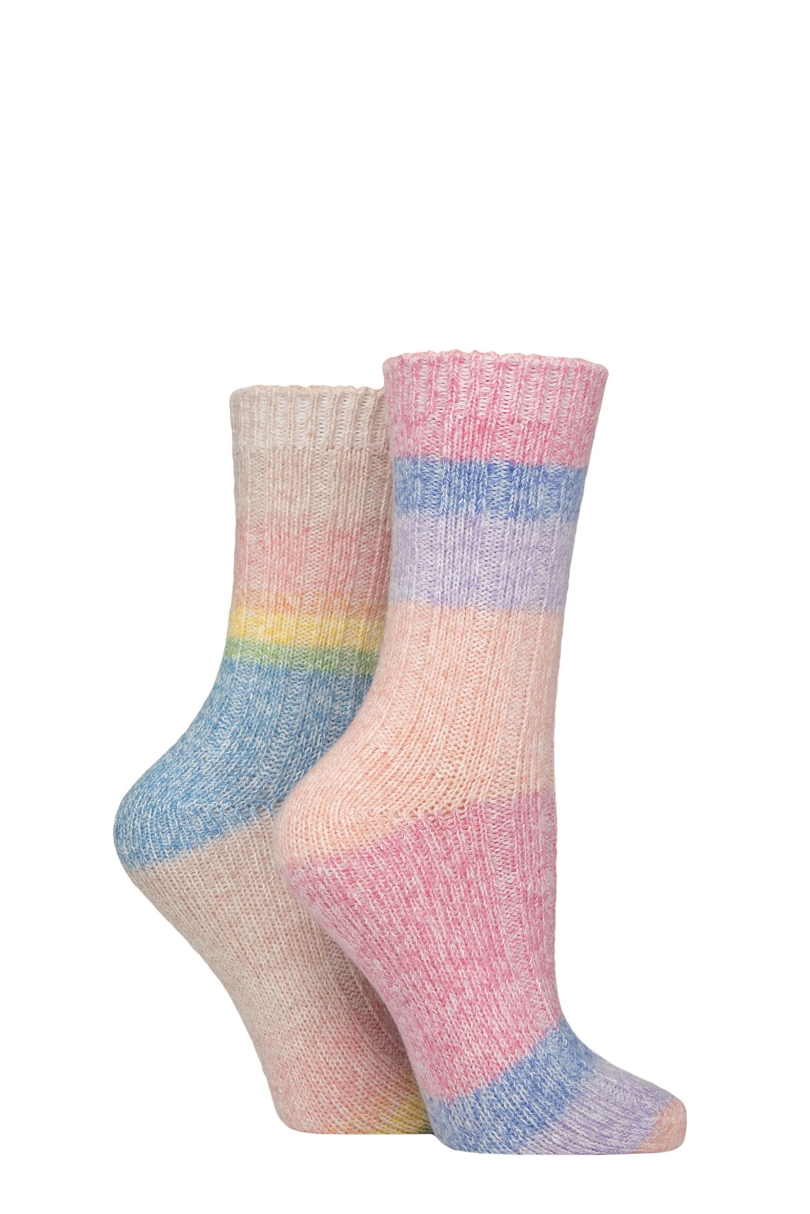 Women's 2 Pair SOCKSHOP Wildfeet Space Dye Super Soft Lounge Socks Space Dye Multi 4-8