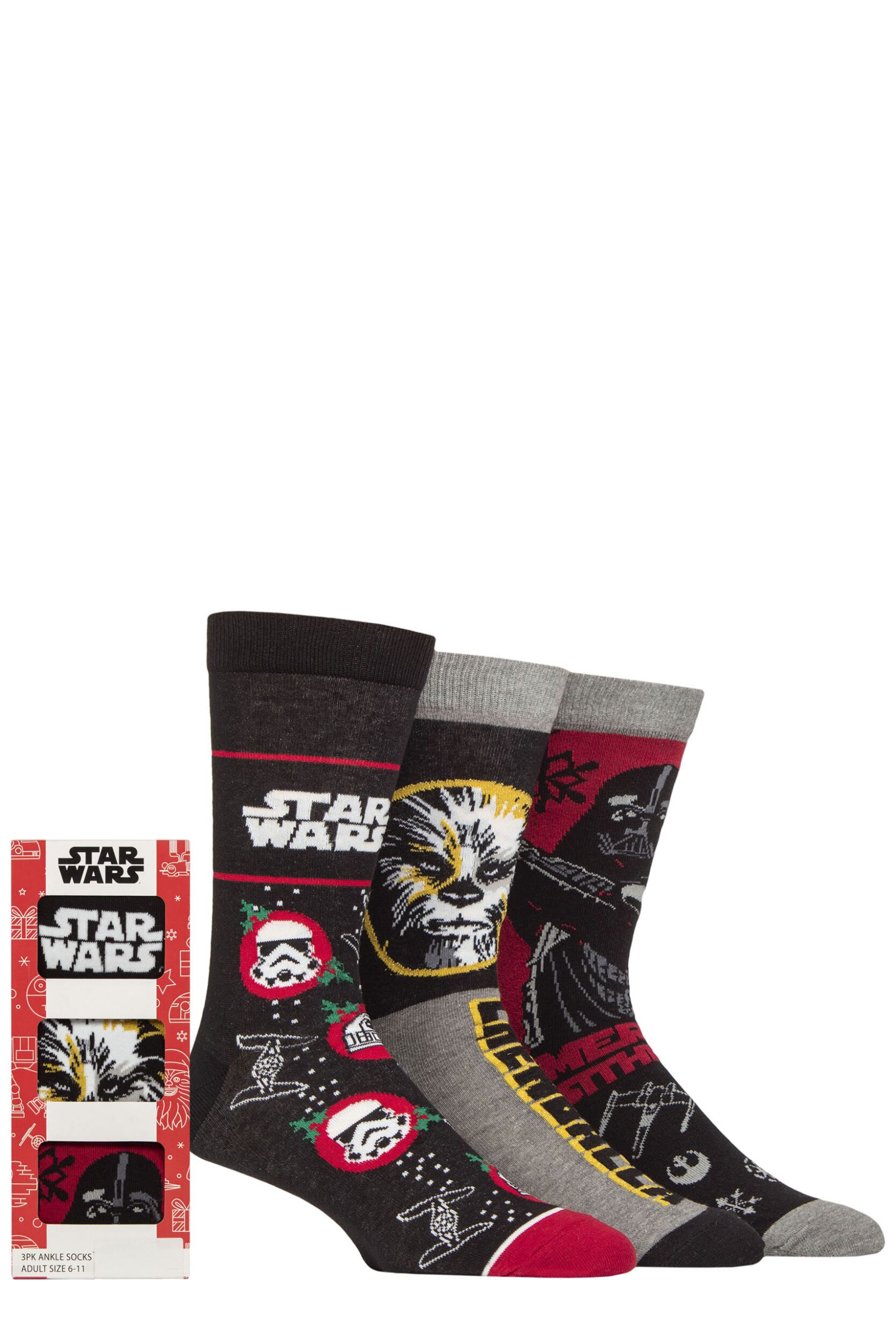 Mens 3 Pair Disney Star Wars Gift Boxed Socks Multi 6-11
