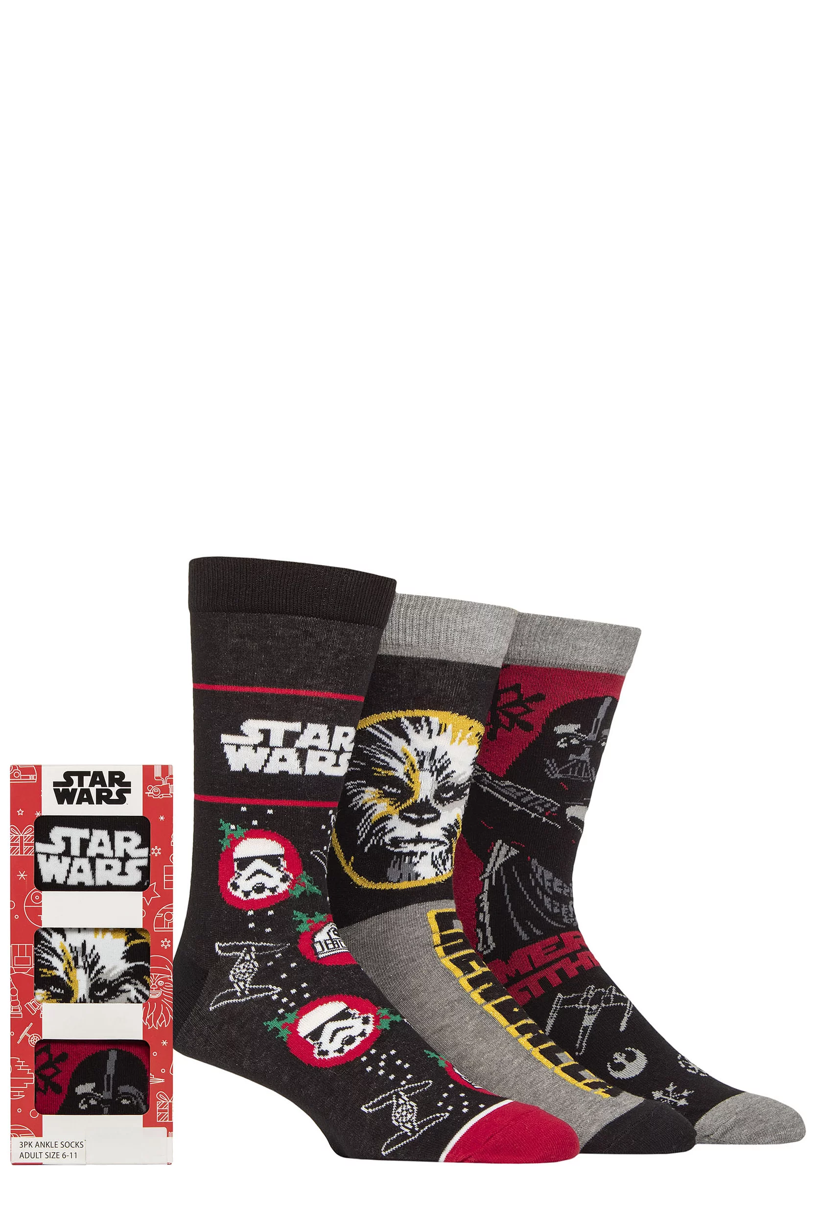 Mens 3 Pair Disney Star Wars Gift Boxed Socks Multi 6