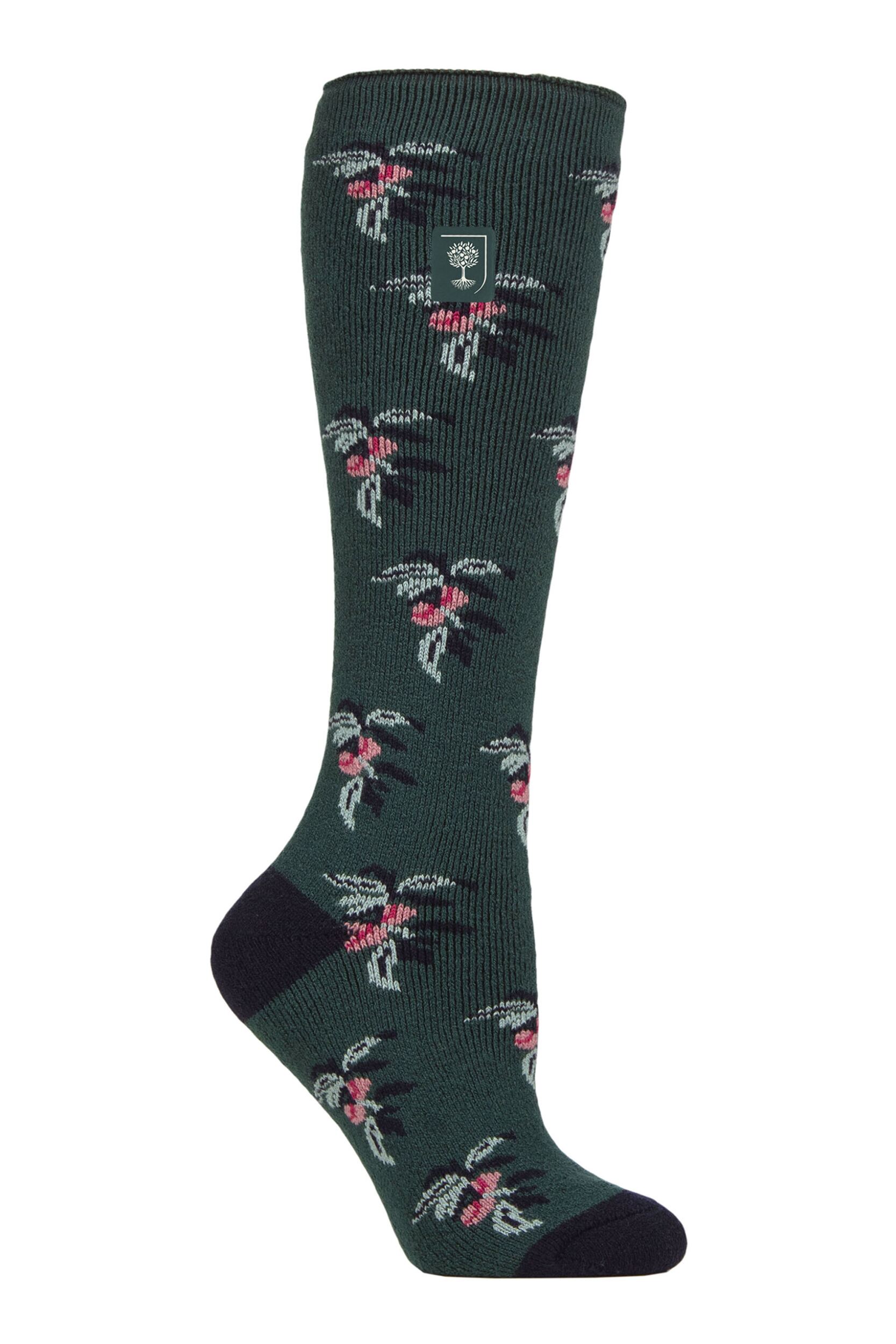 Women's 1 Pair SOCKSHOP Heat Holders 1.6 TOG Lite RHS The Royal Horticultural Society Thermal Wellington Boot Socks Fruit Teal 4-8