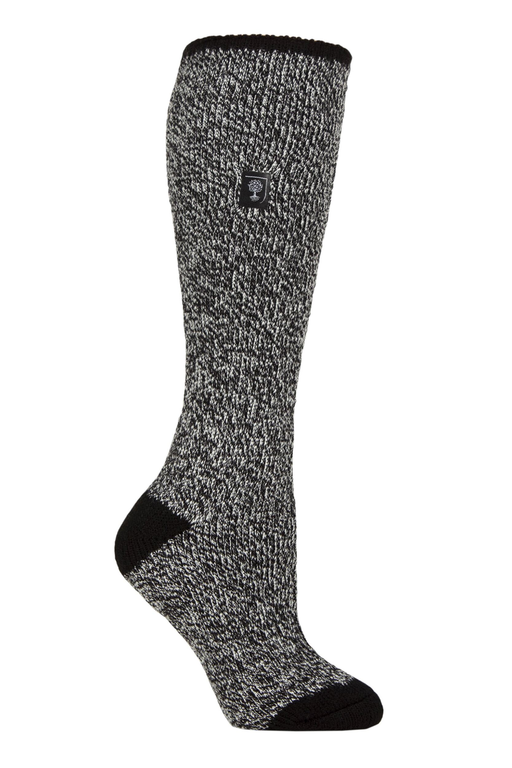 Women's 1 Pair SOCKSHOP Heat Holders 2.3 TOG Original RHS The Royal Horticultural Society Thermal Wellington Boot Socks Black Twist 4-8