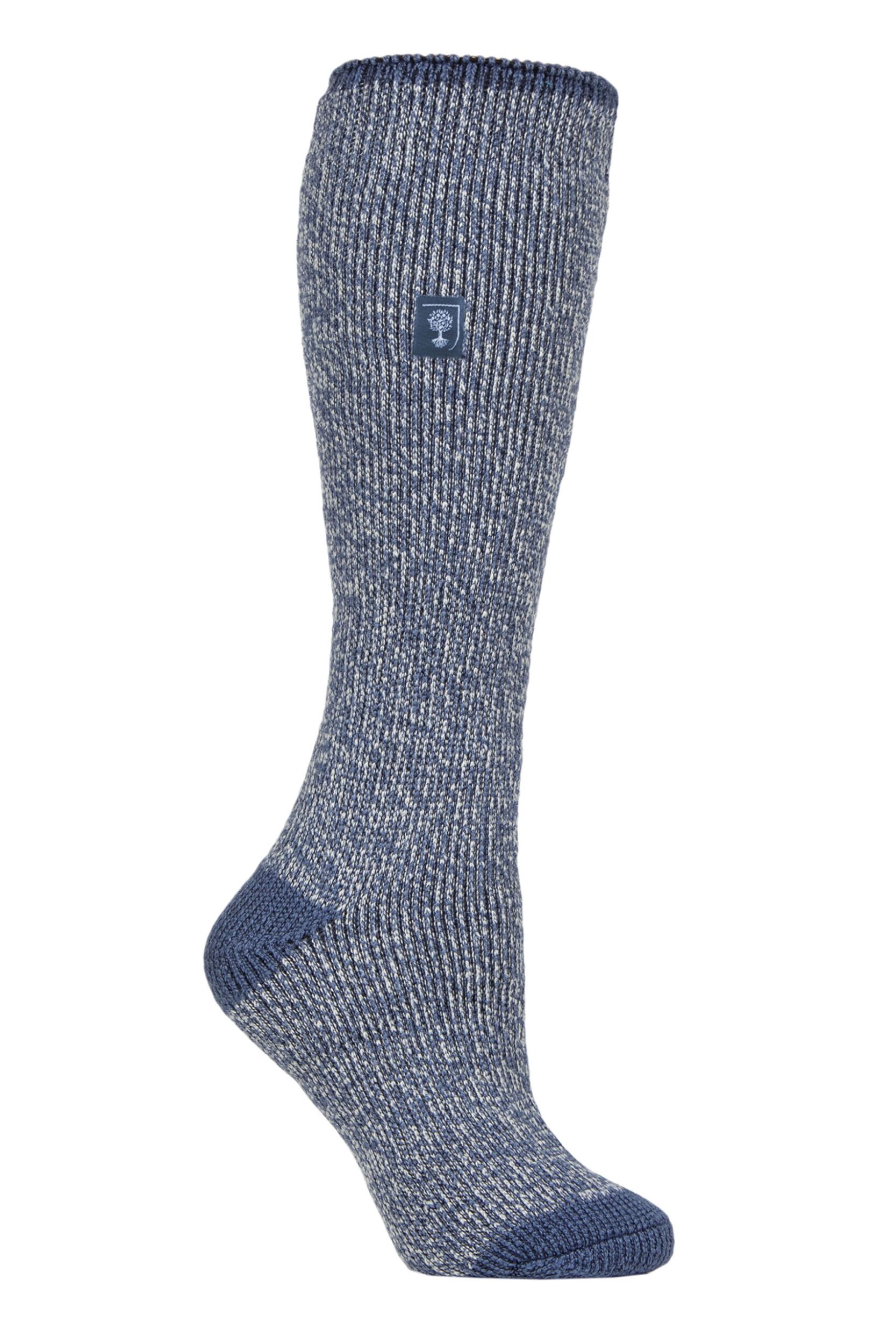 Women's 1 Pair SOCKSHOP Heat Holders 2.3 TOG Original RHS The Royal Horticultural Society Thermal Wellington Boot Socks Denim Twist 4-8