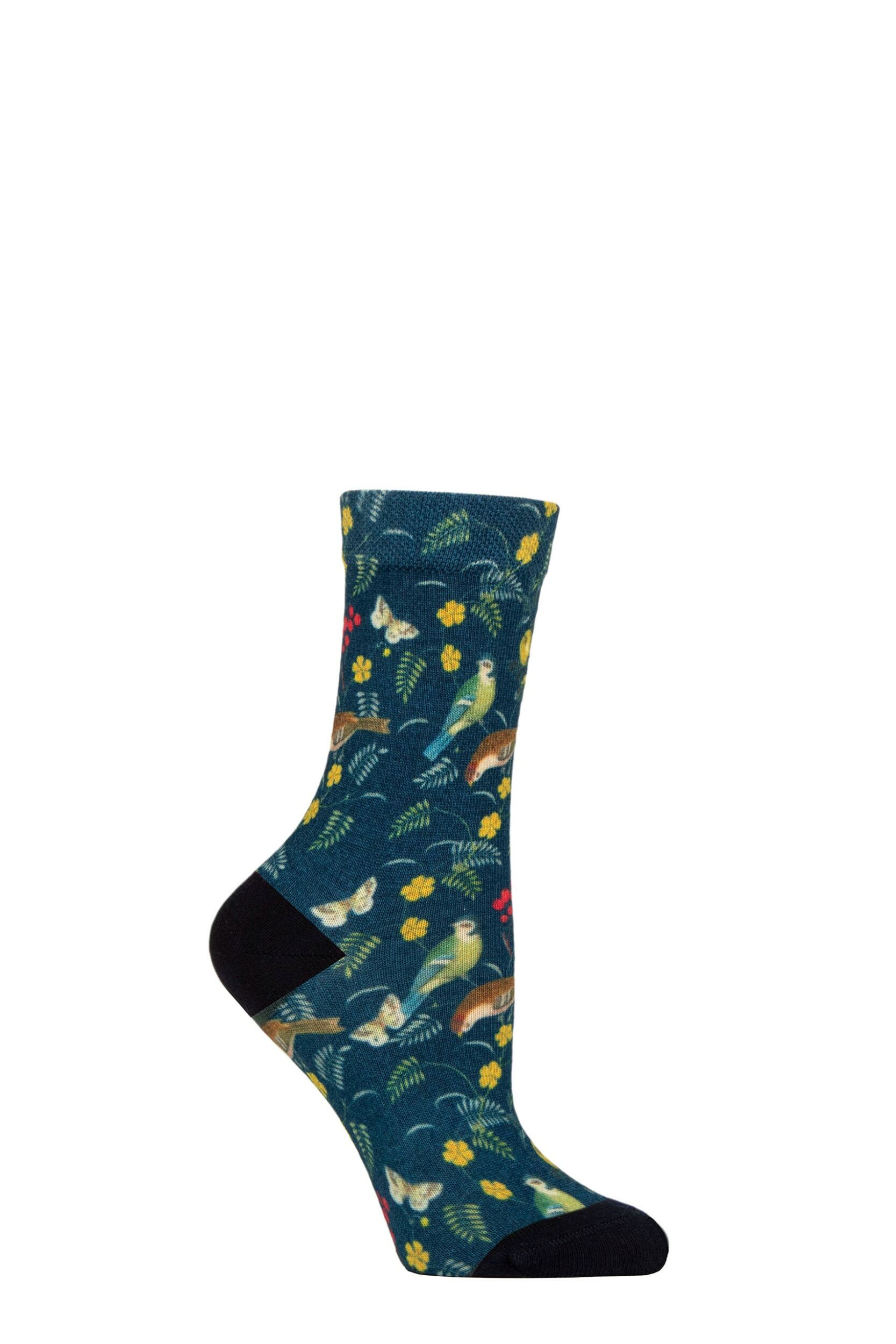 Women's 1 Pair SOCKSHOP RHS Royal Horticultural Society Patterned Socks Birds / Fruit 4-8