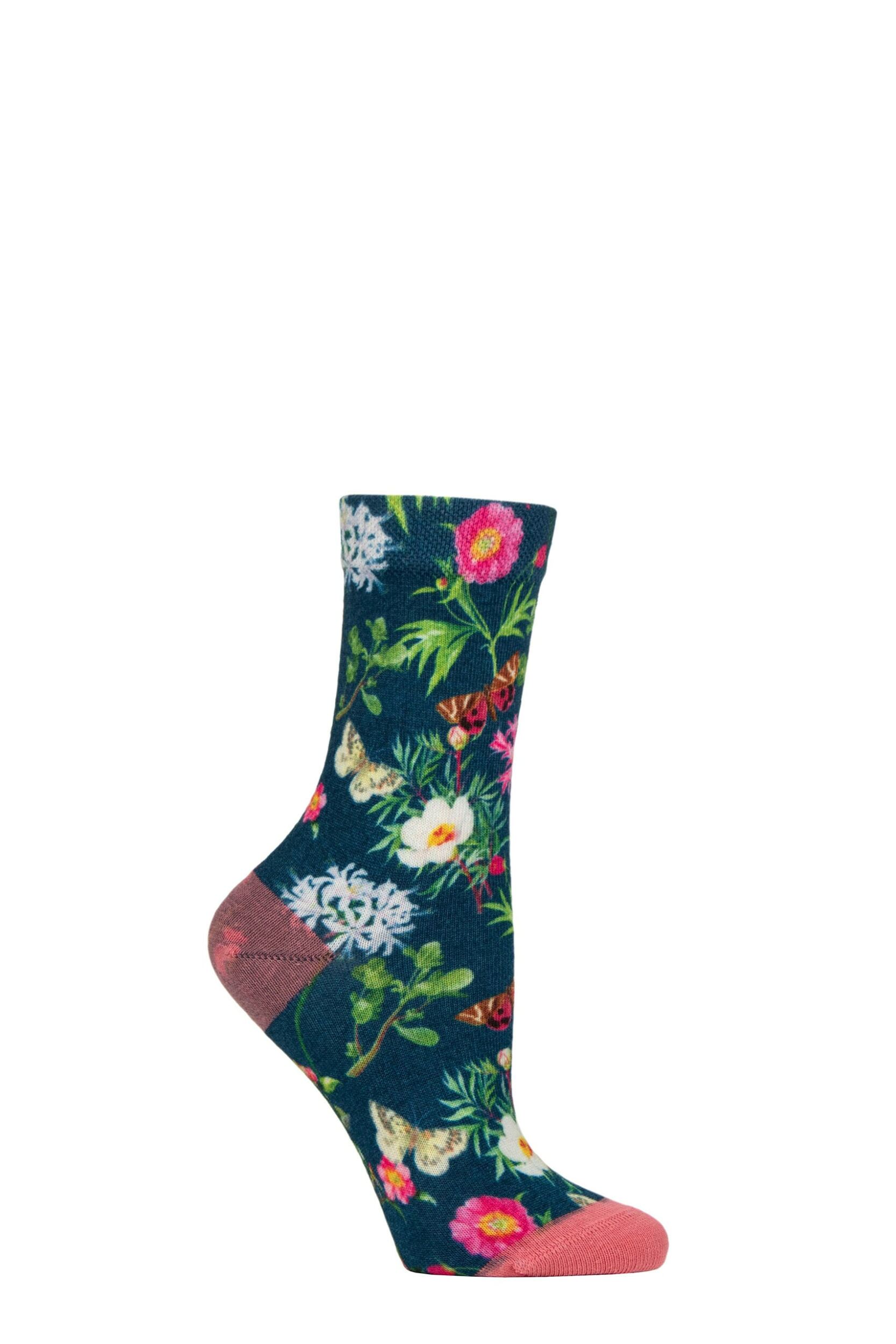 Women's 1 Pair SOCKSHOP RHS Royal Horticultural Society Patterned Socks Floral 4-8
