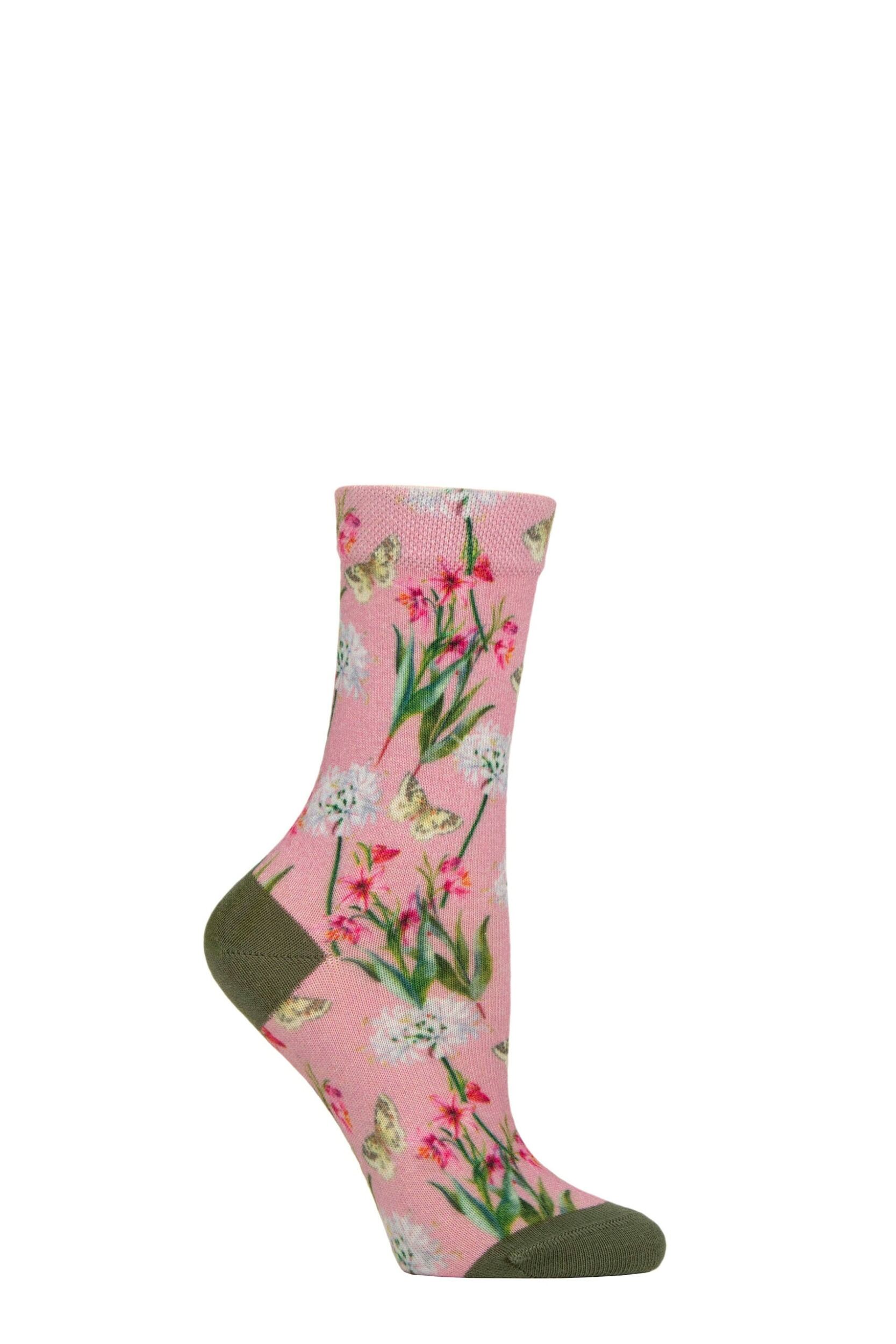 Women's 1 Pair SOCKSHOP RHS Royal Horticultural Society Patterned Socks Butterflies 4-8