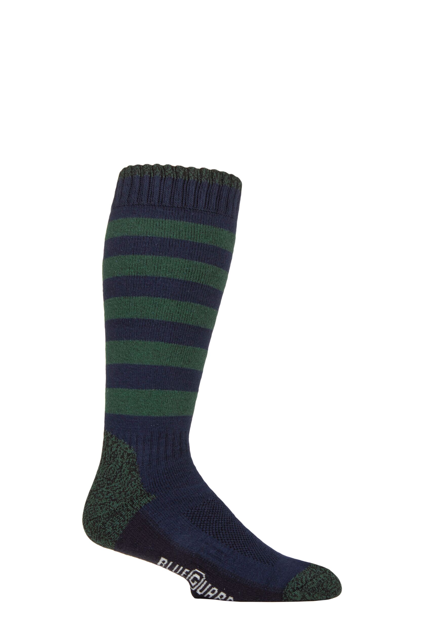 Mens 1 Pair SOCKSHOP BlueGuard RHS Royal Horticultural Society Cotton Gardening Long Boot Socks Stripe Navy 6-11