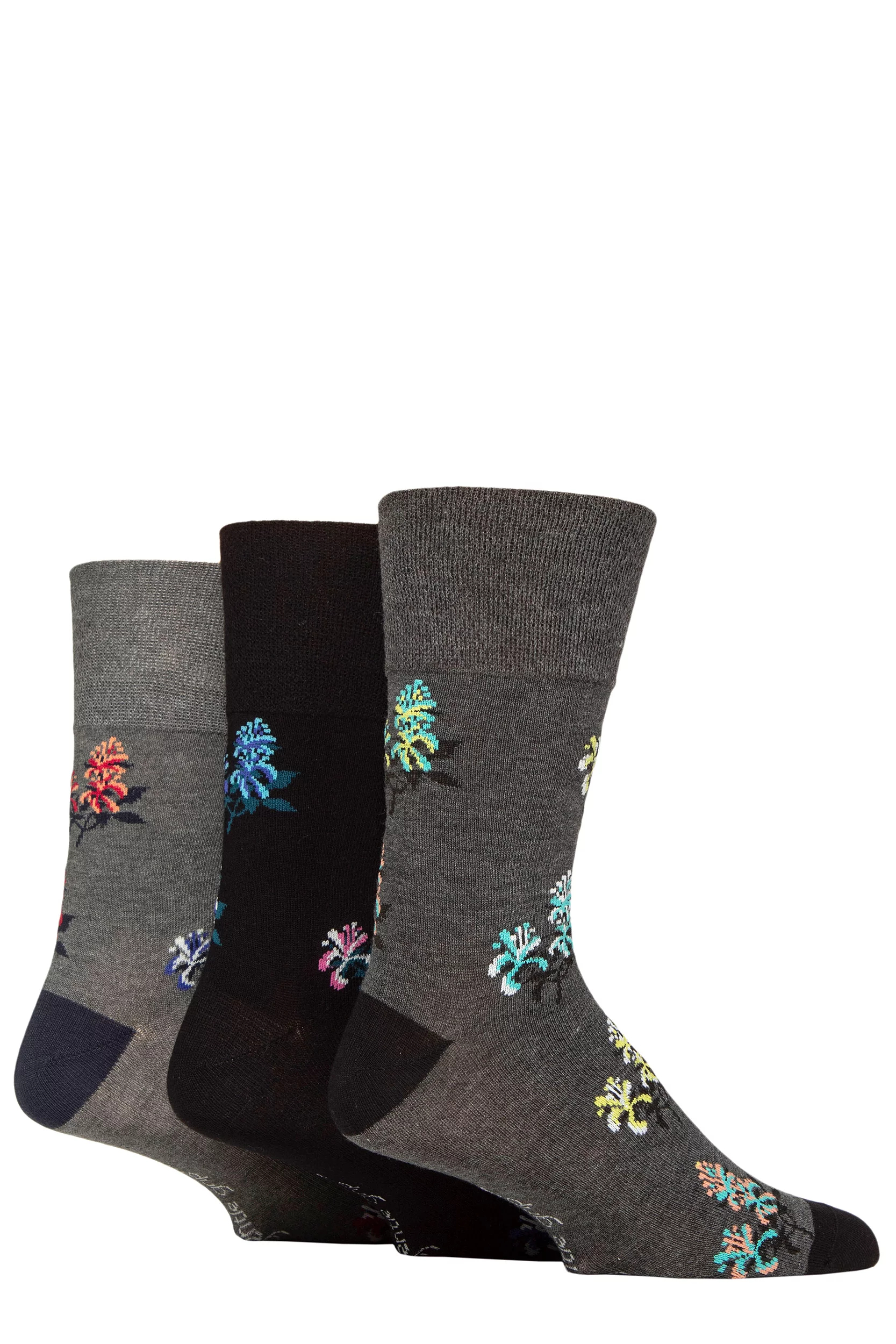 Men's 3 Pair Gentle Grip RHS Royal Horticultural Society Patterned Bamboo Socks Floral 6