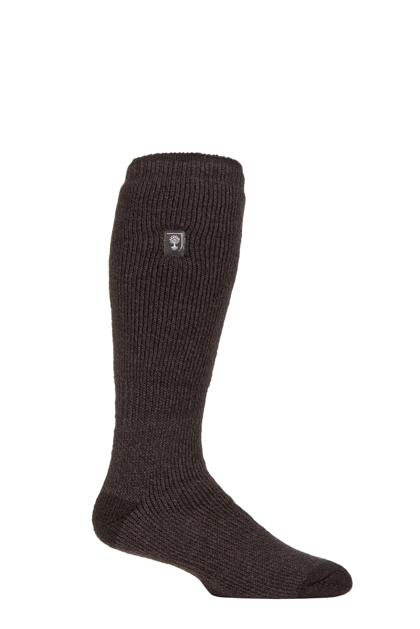 Mens 1 Pair SOCKSHOP Heat Holders 2.3 TOG Original RHS The Royal Horticultural Society Thermal Wellington Boot Socks Black Twist 6-11