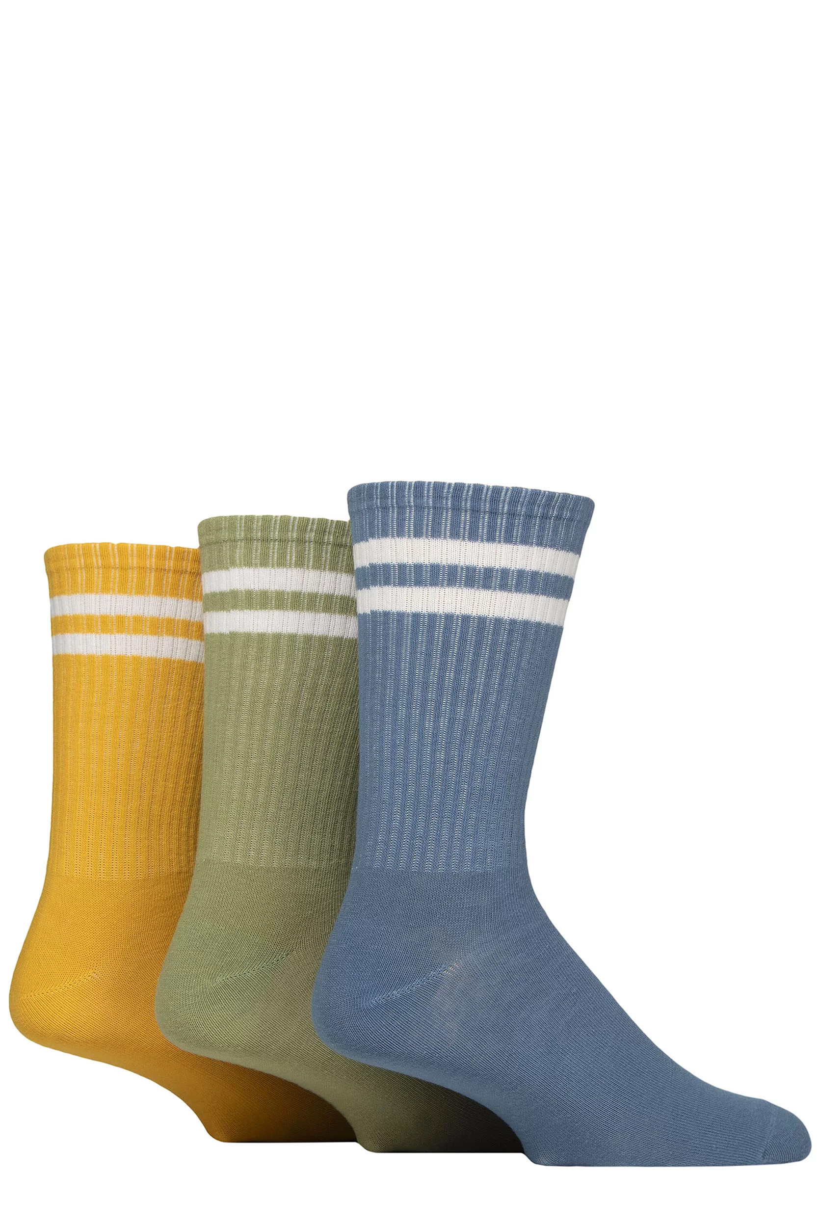 Mens 3 Pair SOCKSHOP Wildfeet Cotton Rich Sports Socks Yellow / Green / Blue 7-11 Mens
