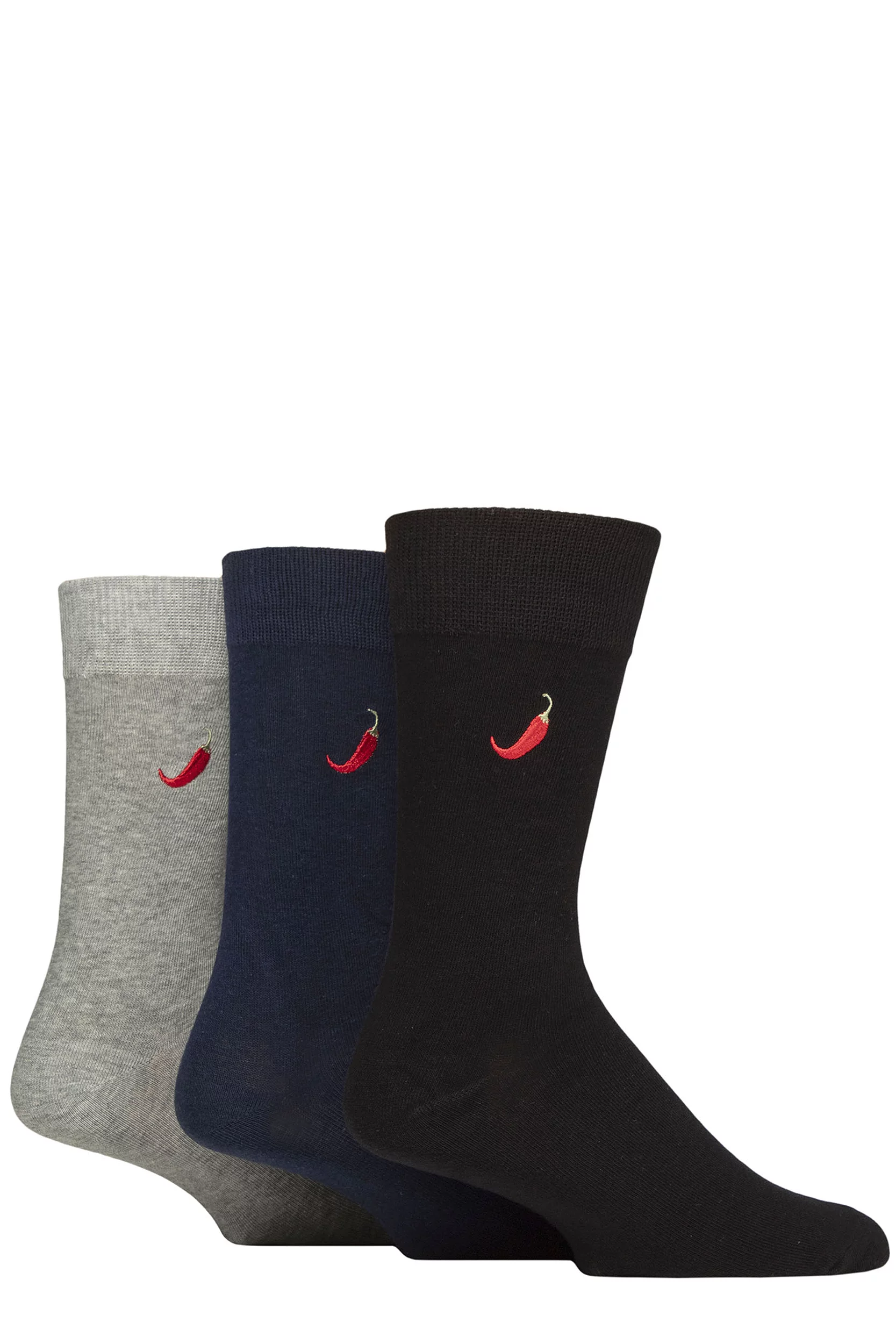 Mens 3 Pair SOCKSHOP Wildfeet Embroidered Socks Chilli 7-11 Mens