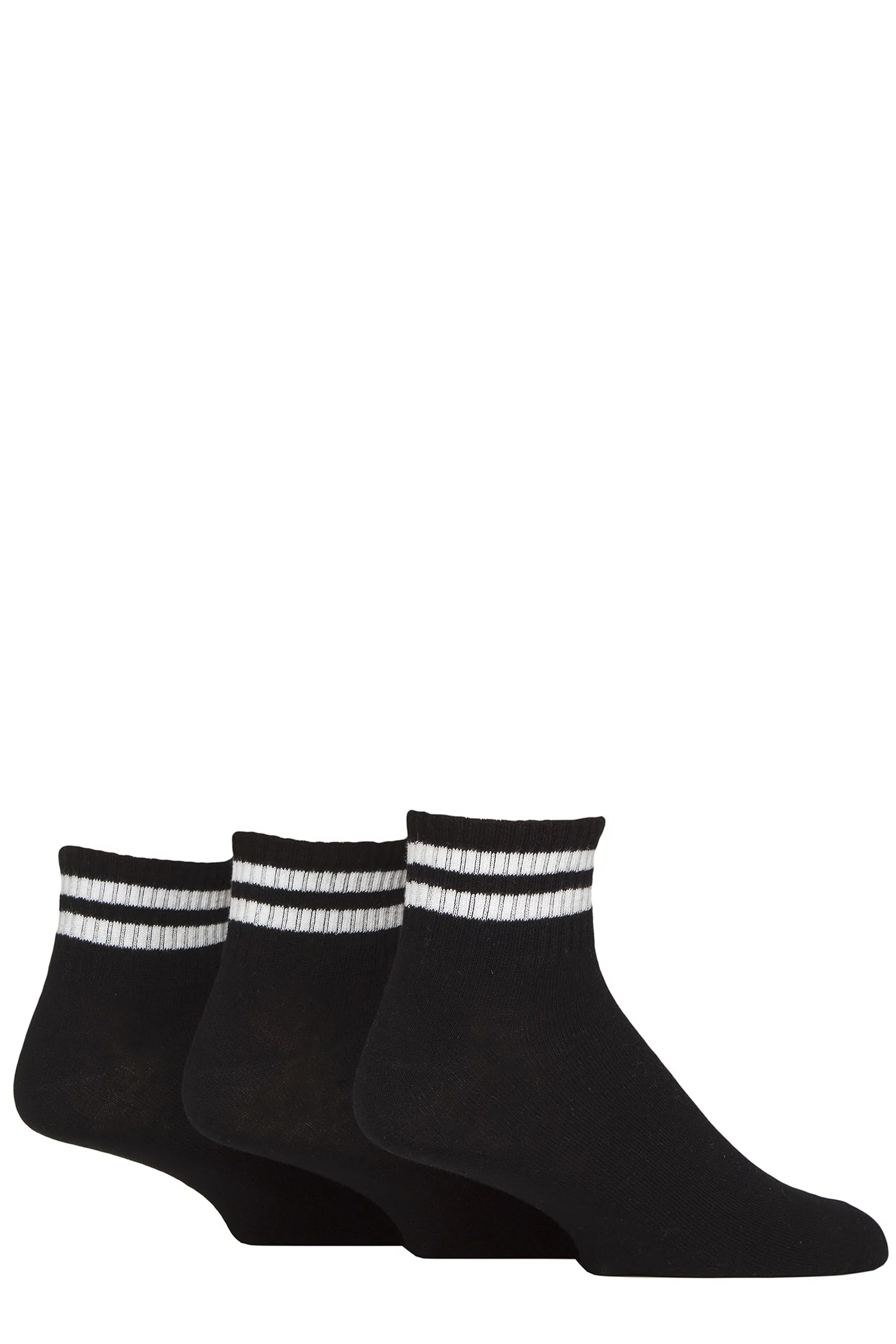 Mens 3 Pair SOCKSHOP Wildfeet Cotton Mid Length Sports Socks Black / White Stripes 7-11 Mens