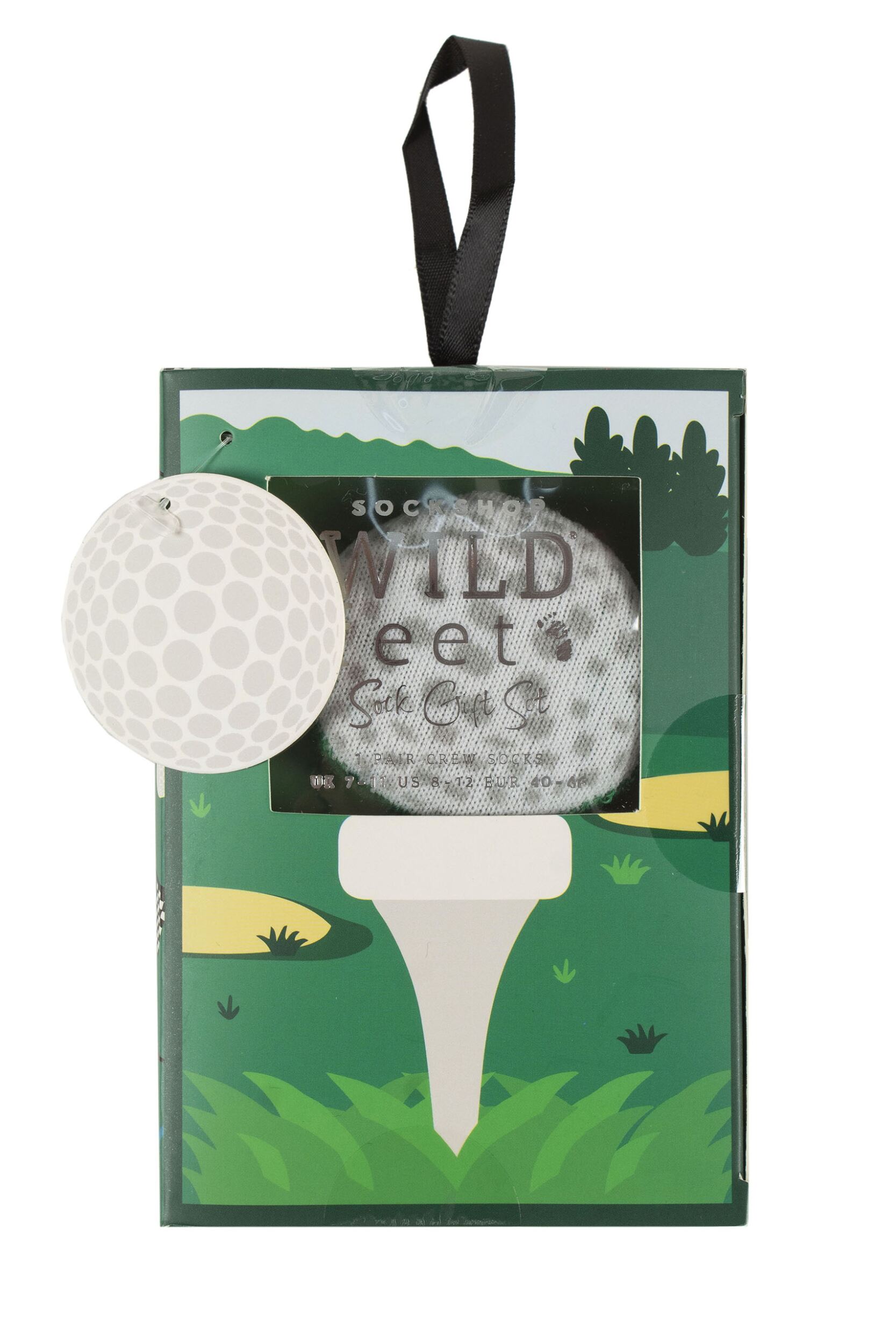 Mens  1 Pair SOCKSHOP Wildfeet Man Cave Gift Boxed Socks Golf Ball & Tee 7-11 Mens