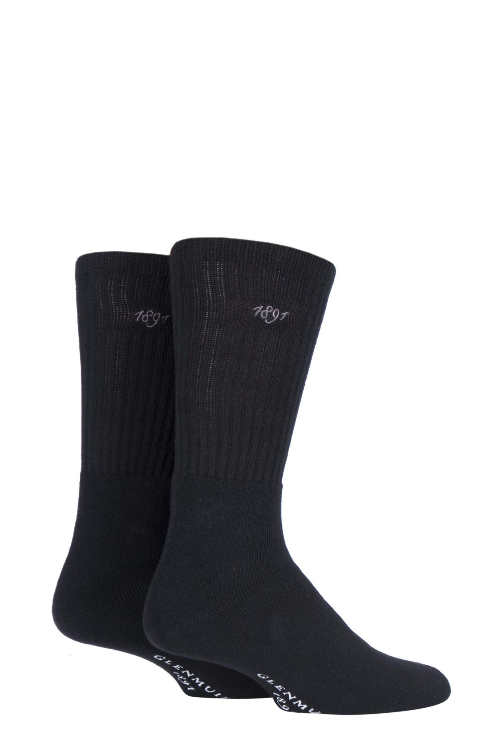2 Pair Black Dunbar Cushioned Golf Socks Men's 7-11 Mens - Glenmuir