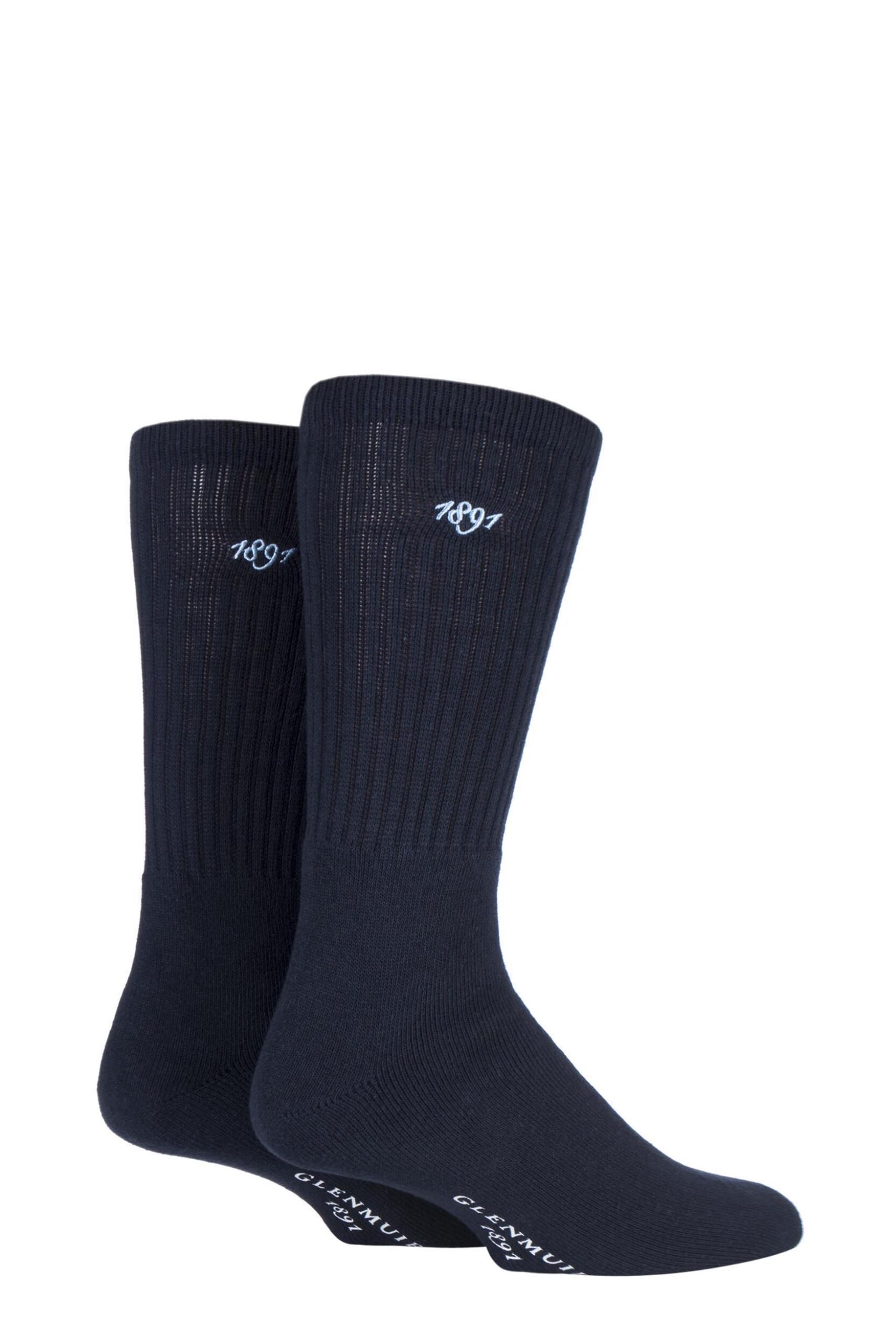 2 Pair Navy Dunbar Cushioned Golf Socks Men's 7-11 Mens - Glenmuir