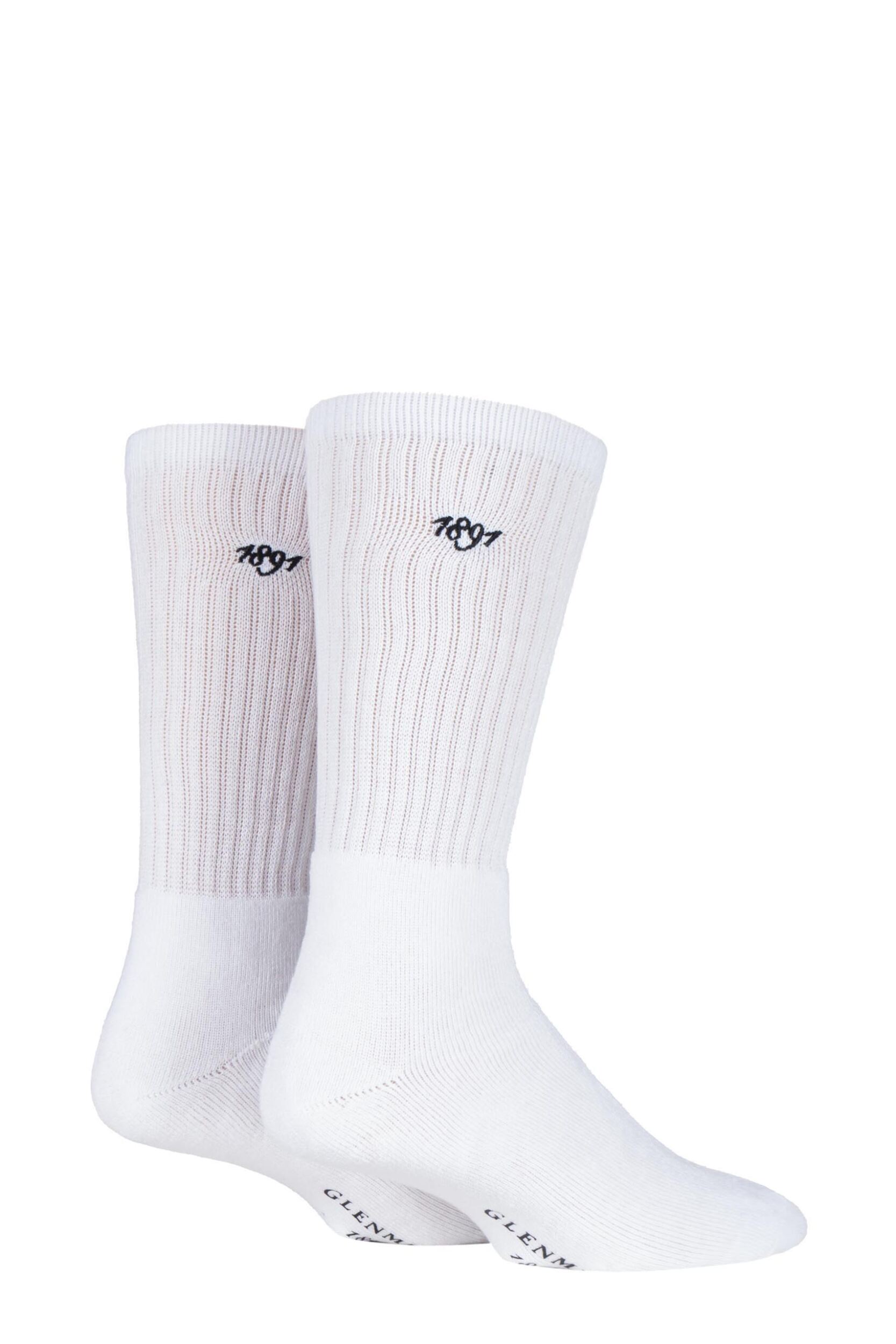 2 Pair White Dunbar Cushioned Golf Socks Men's 7-11 Mens - Glenmuir