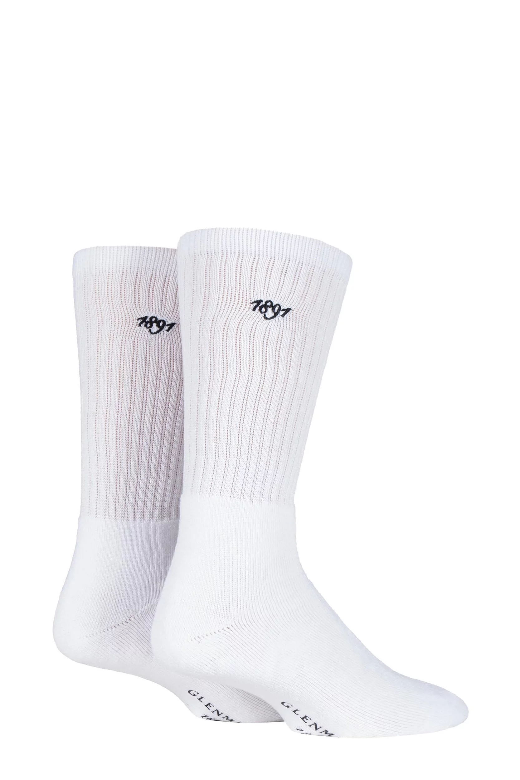 2 Pair White Dunbar Cushioned Golf Socks Men's 7-11 Mens - Glenmuir