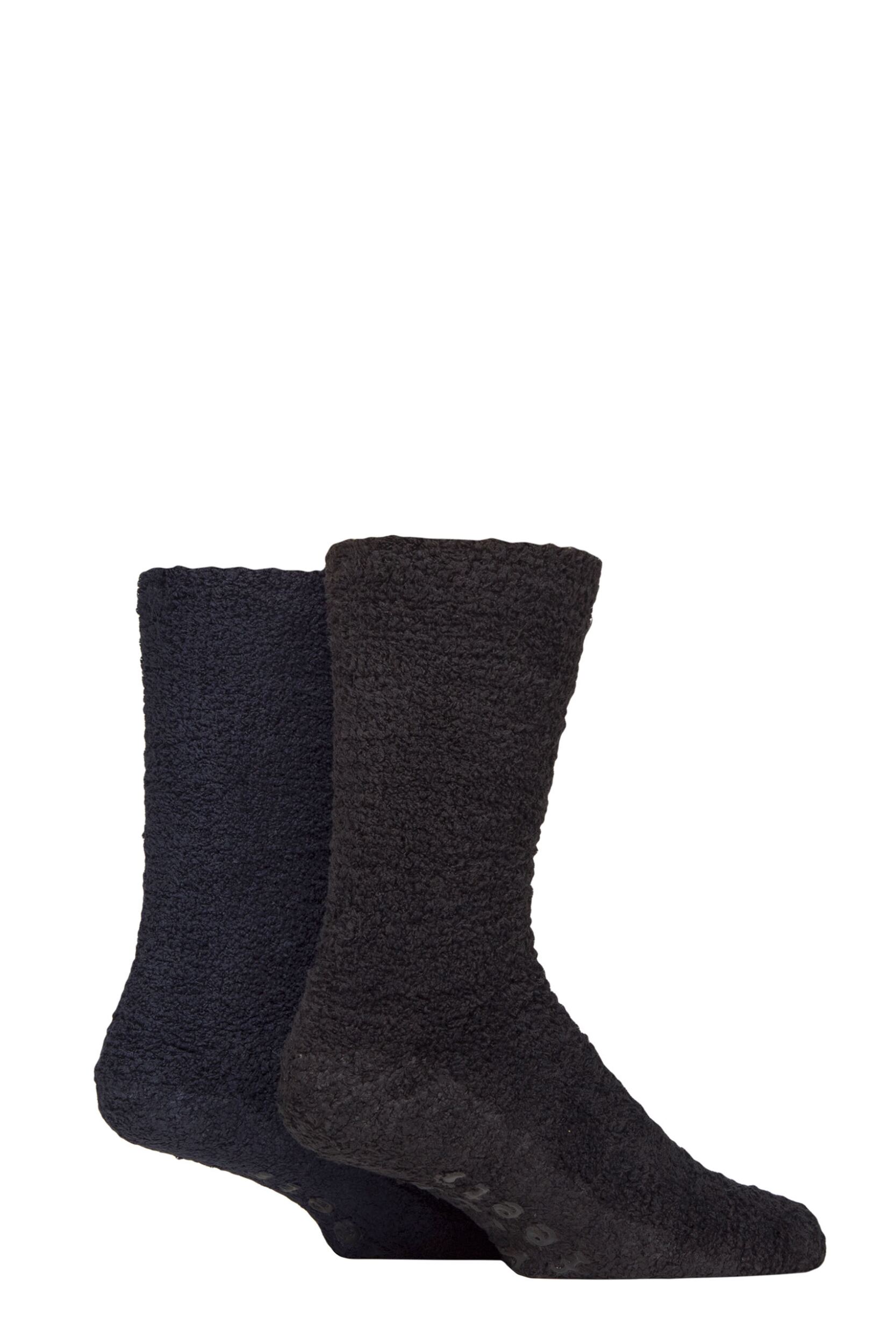 Mens 2 Pair SOCKSHOP Wildfeet Cosy Lounge Socks Black / Navy 7-11 Mens