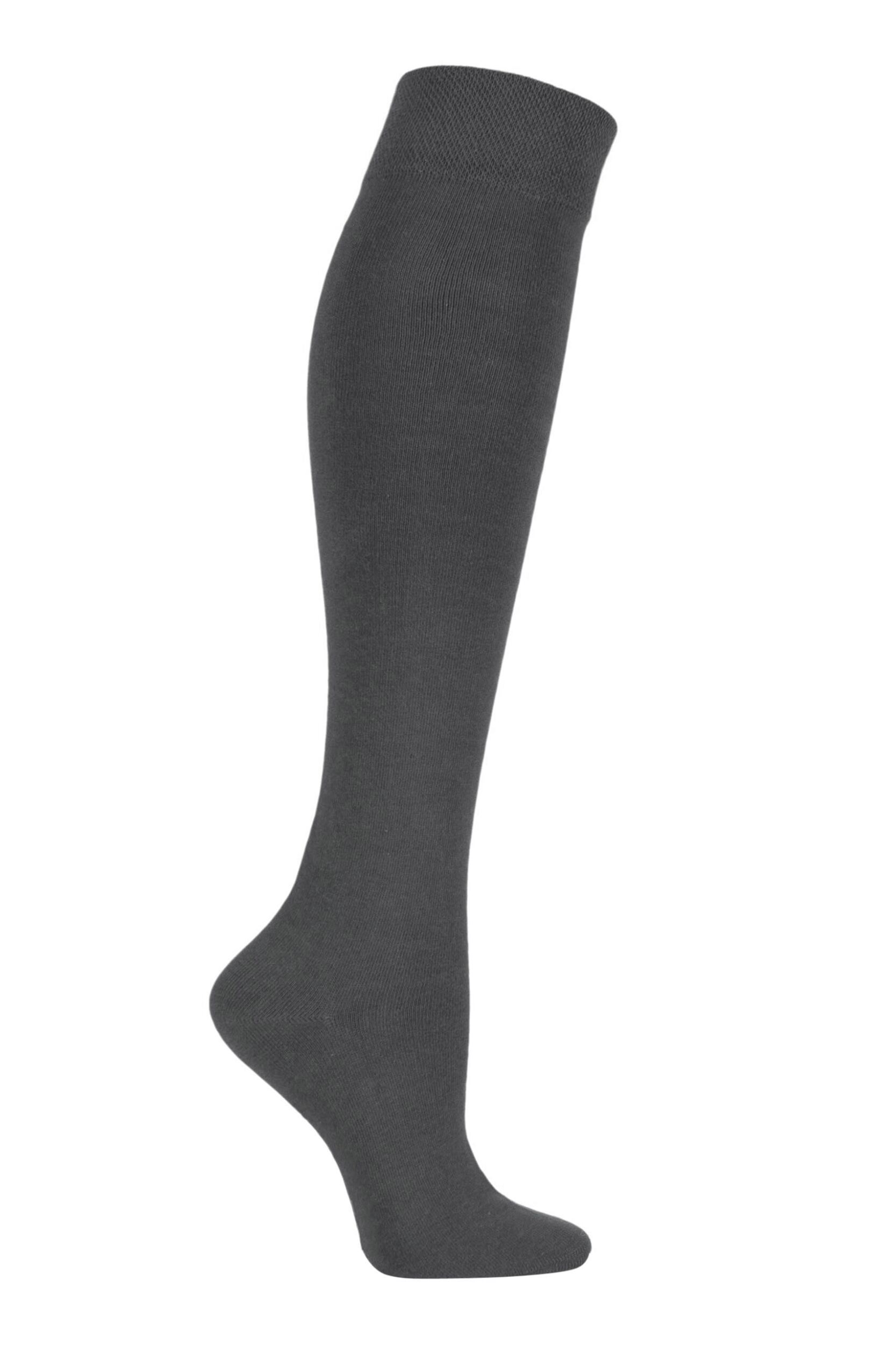 1 Pair Grey Plain Bamboo Knee High Socks with Comfort Cuff and Smooth Toe Seams Kids Unisex 9-12 Kids (4-7 Years) - SOCKSHOP