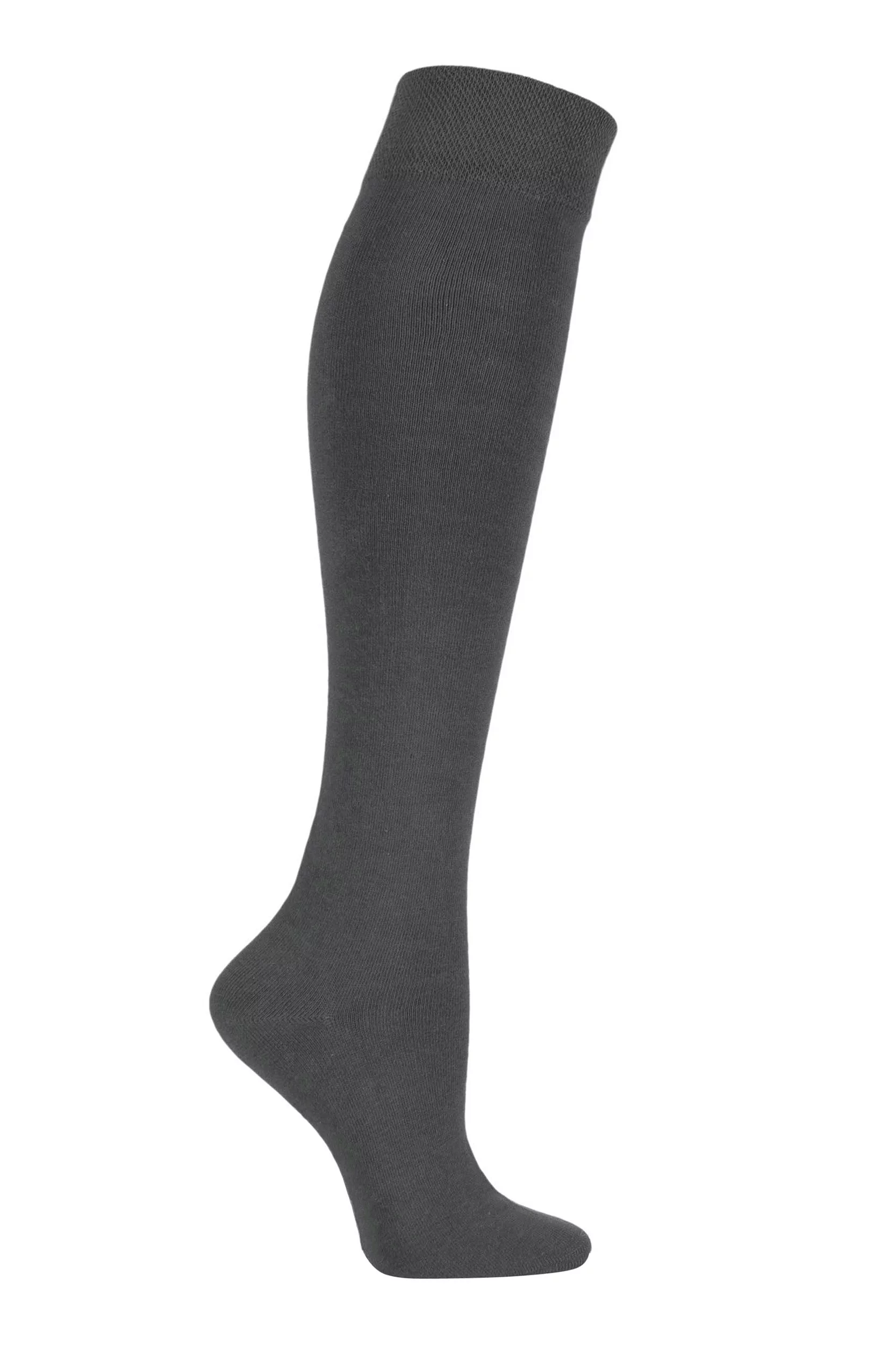 1 Pair Grey Plain Bamboo Knee High Socks with Comfort Cuff and Smooth Toe Seams Kids Unisex 4-5.5 Kids (13-14 Years) - SOCKSHOP
