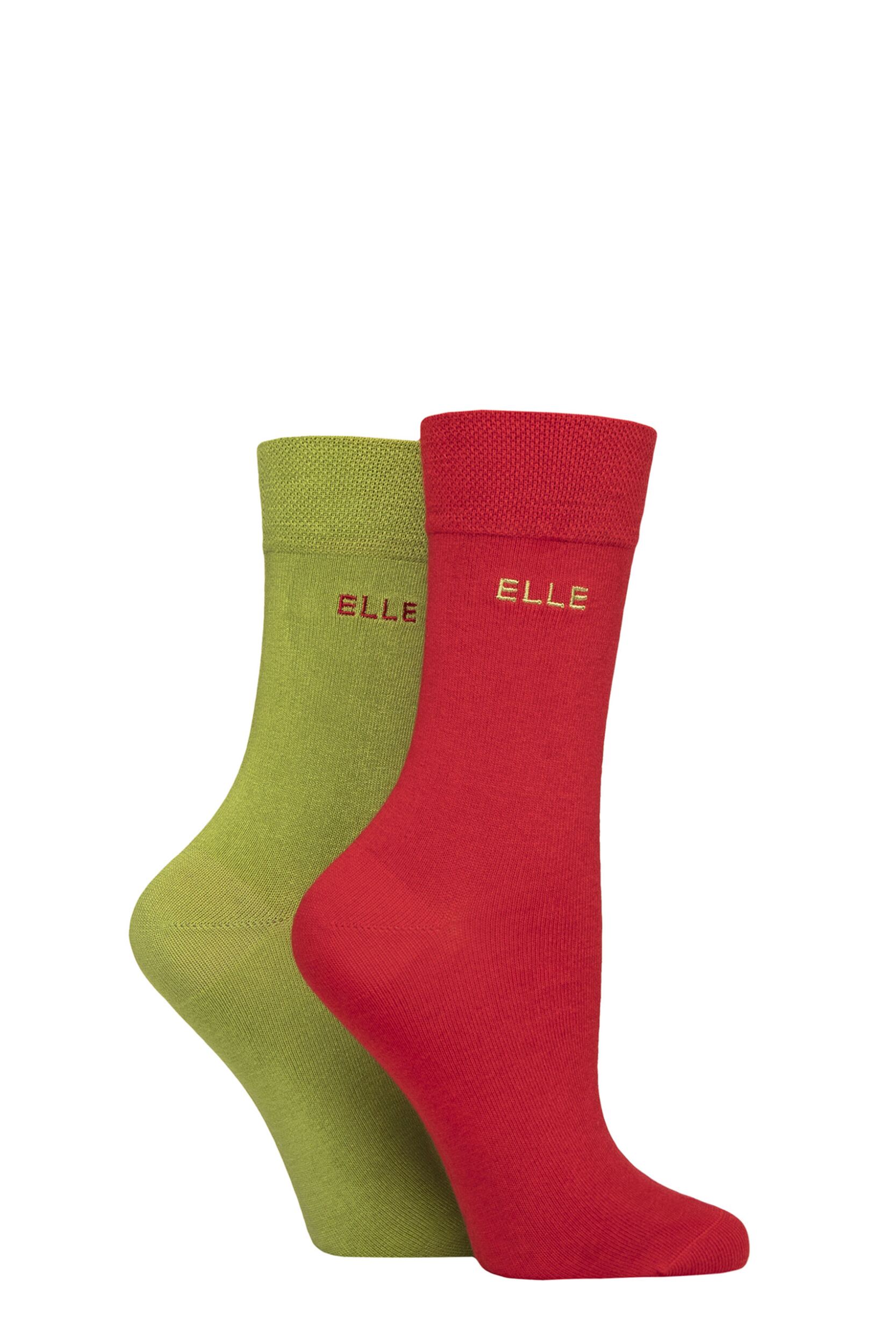 Image of Women's 2 Pair Elle Plain Bamboo Fibre Socks Coastal Joy 4-8